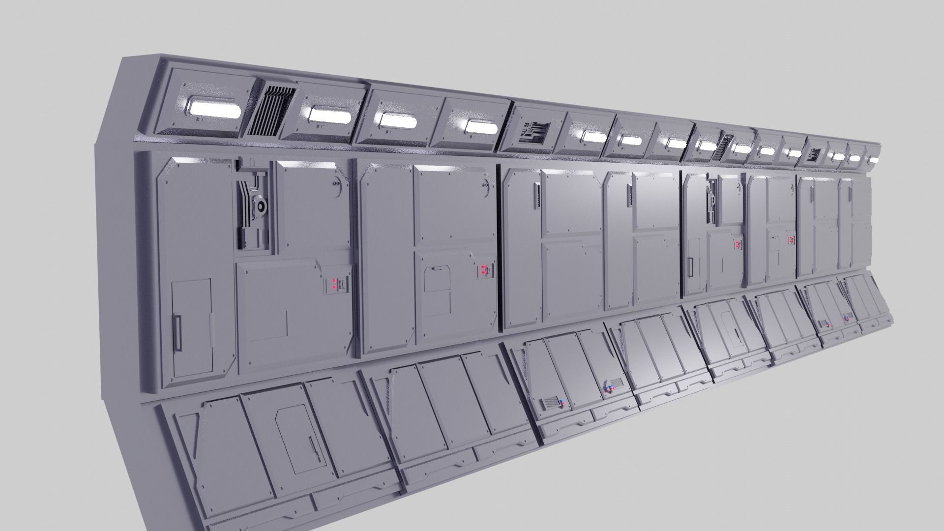 Sci-Fi Wall Panels and Industrial parts Kitbash - 59 Parts 3D Model Collection_12
