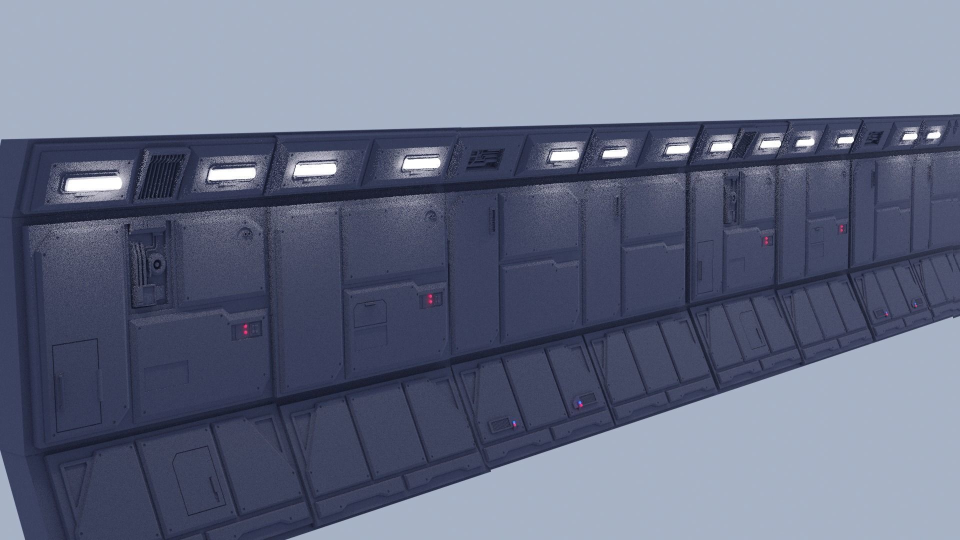 Sci-Fi Wall Panels and Industrial parts Kitbash - 59 Parts 3D Model Collection_14