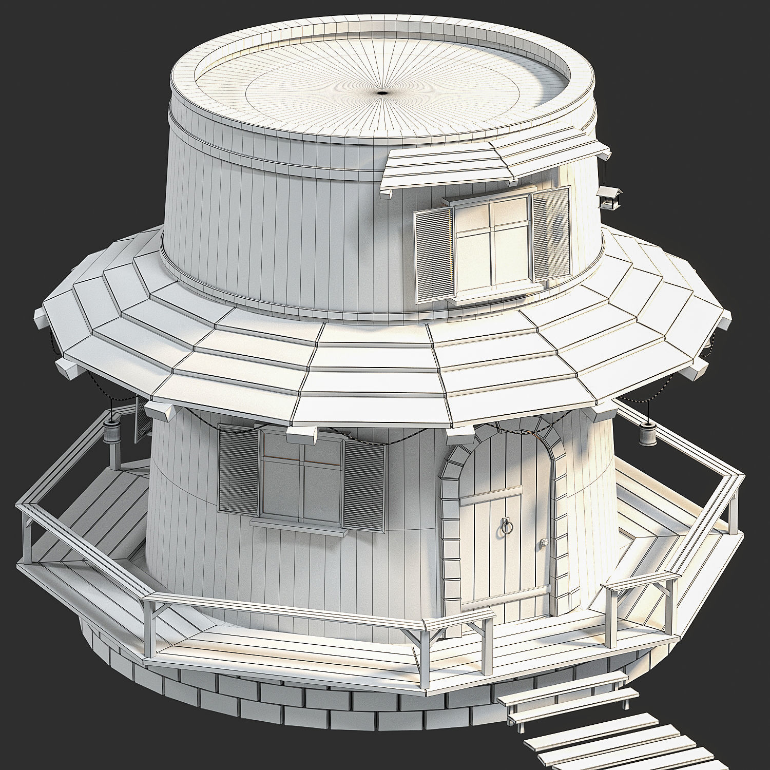 Cartoon house  Low-poly 3D model_6
