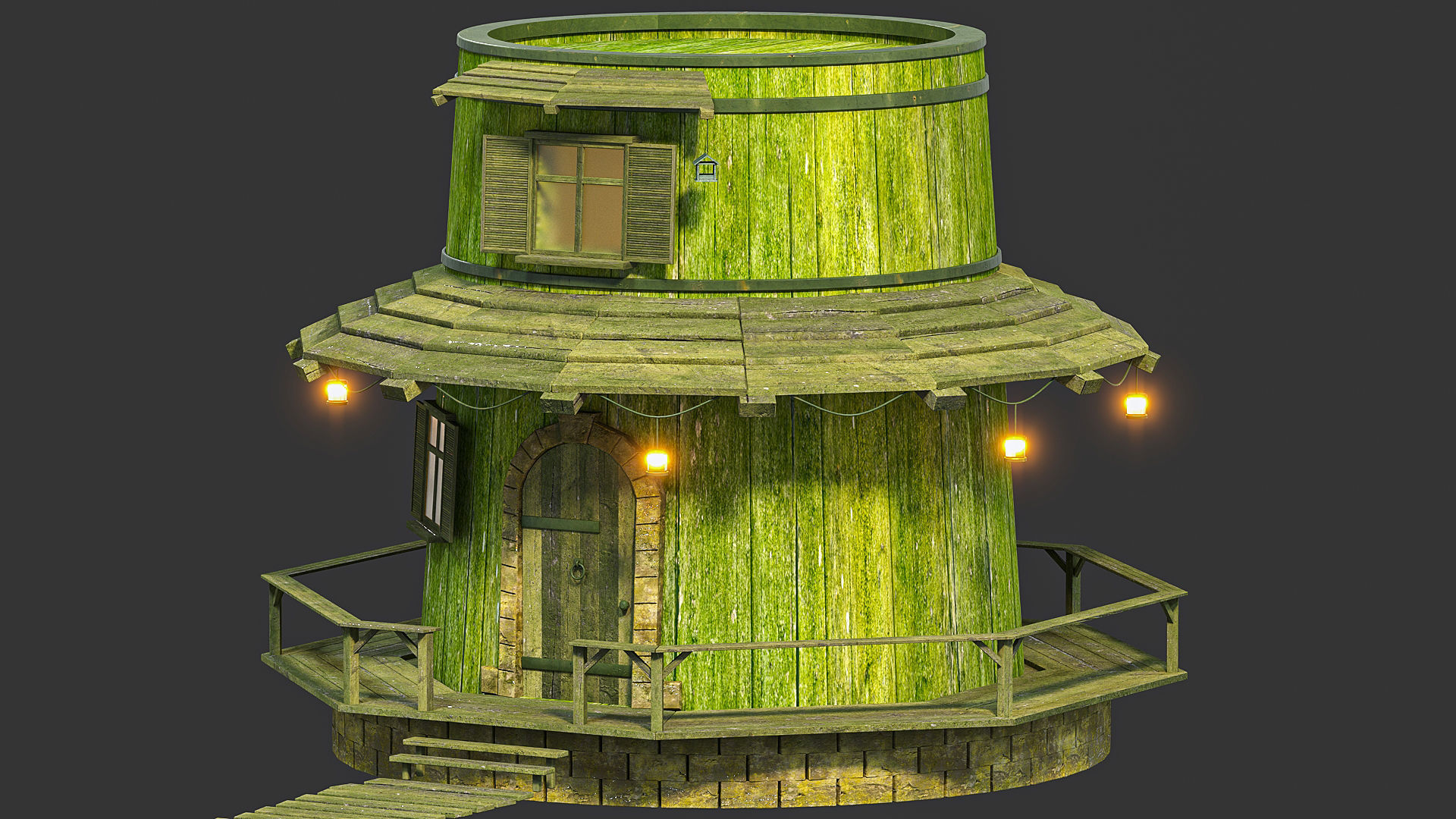 Cartoon house  Low-poly 3D model_1