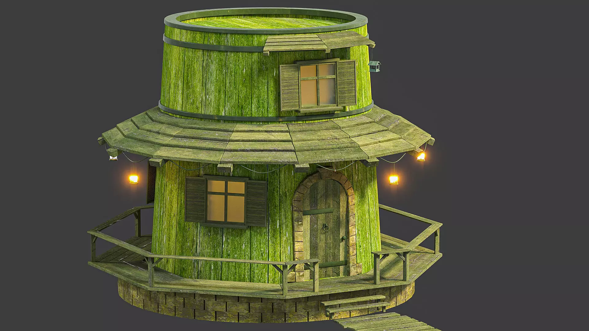 Cartoon house  Low-poly 3D model_0