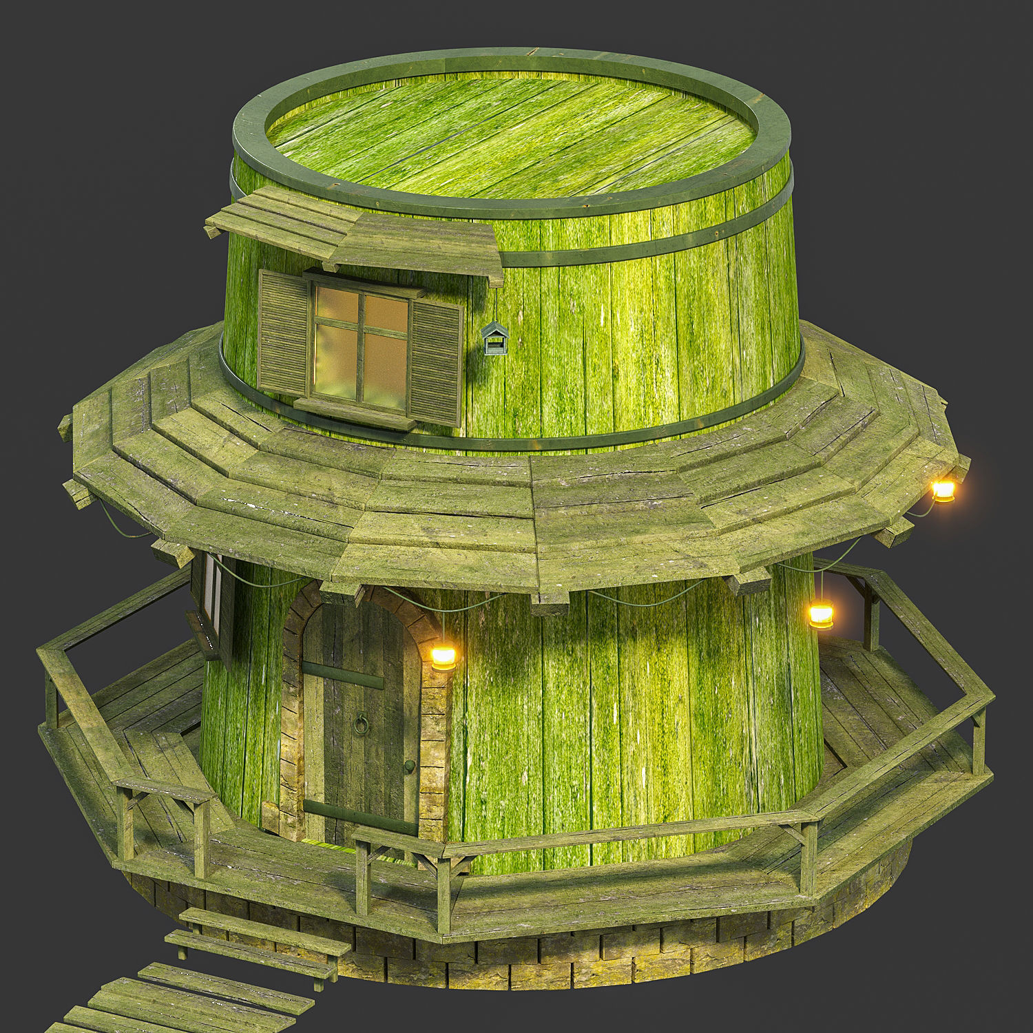 Cartoon house  Low-poly 3D model_3