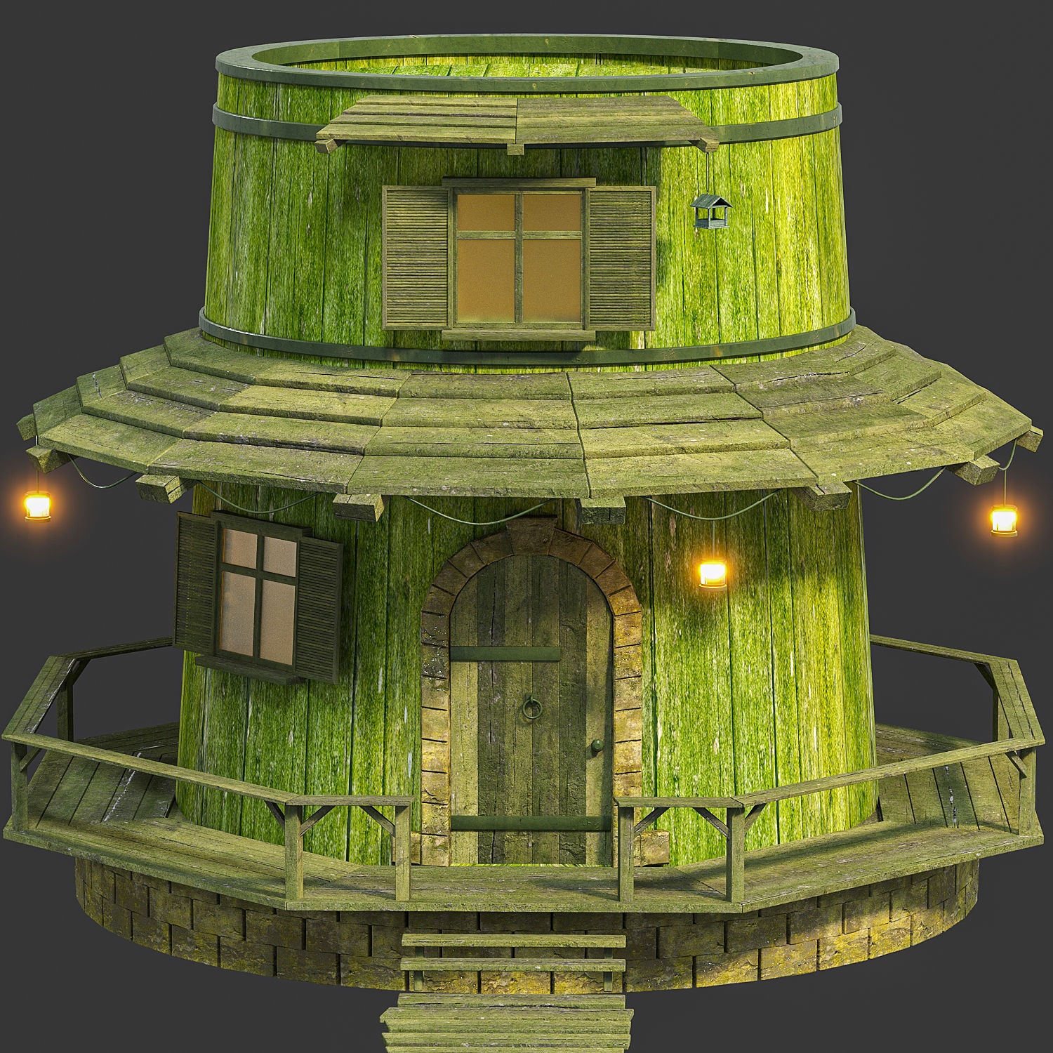 Cartoon house  Low-poly 3D model_5