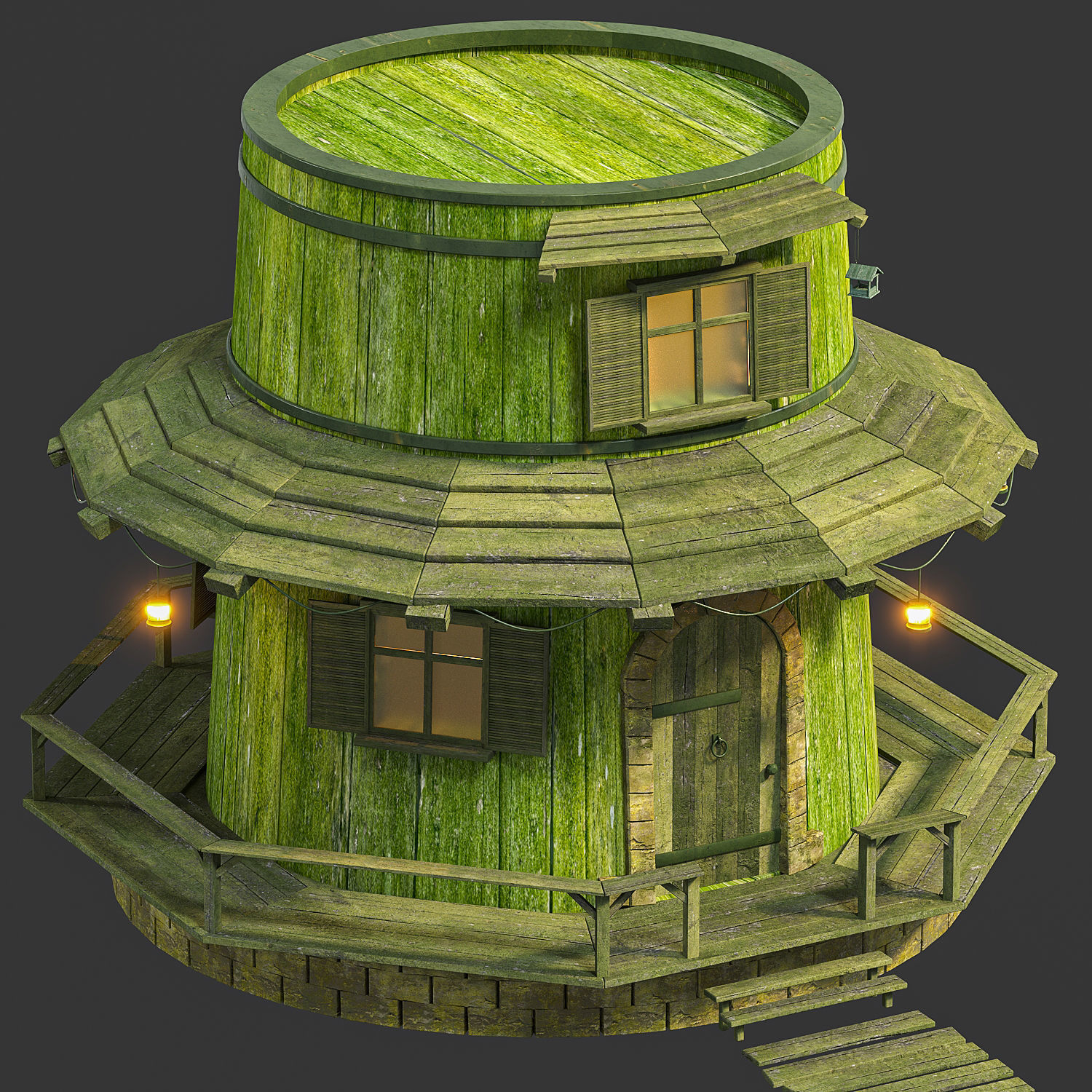 Cartoon house  Low-poly 3D model_2