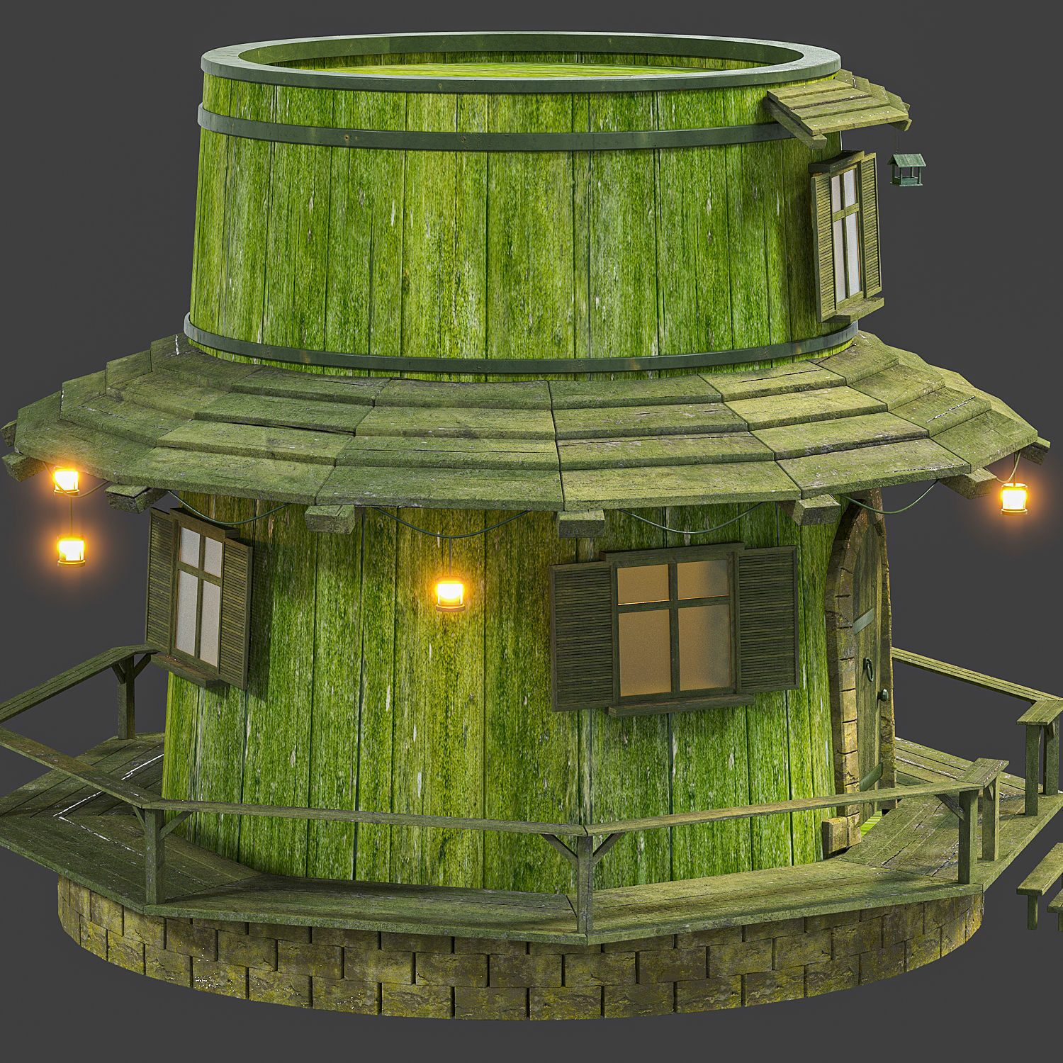 Cartoon house  Low-poly 3D model_4