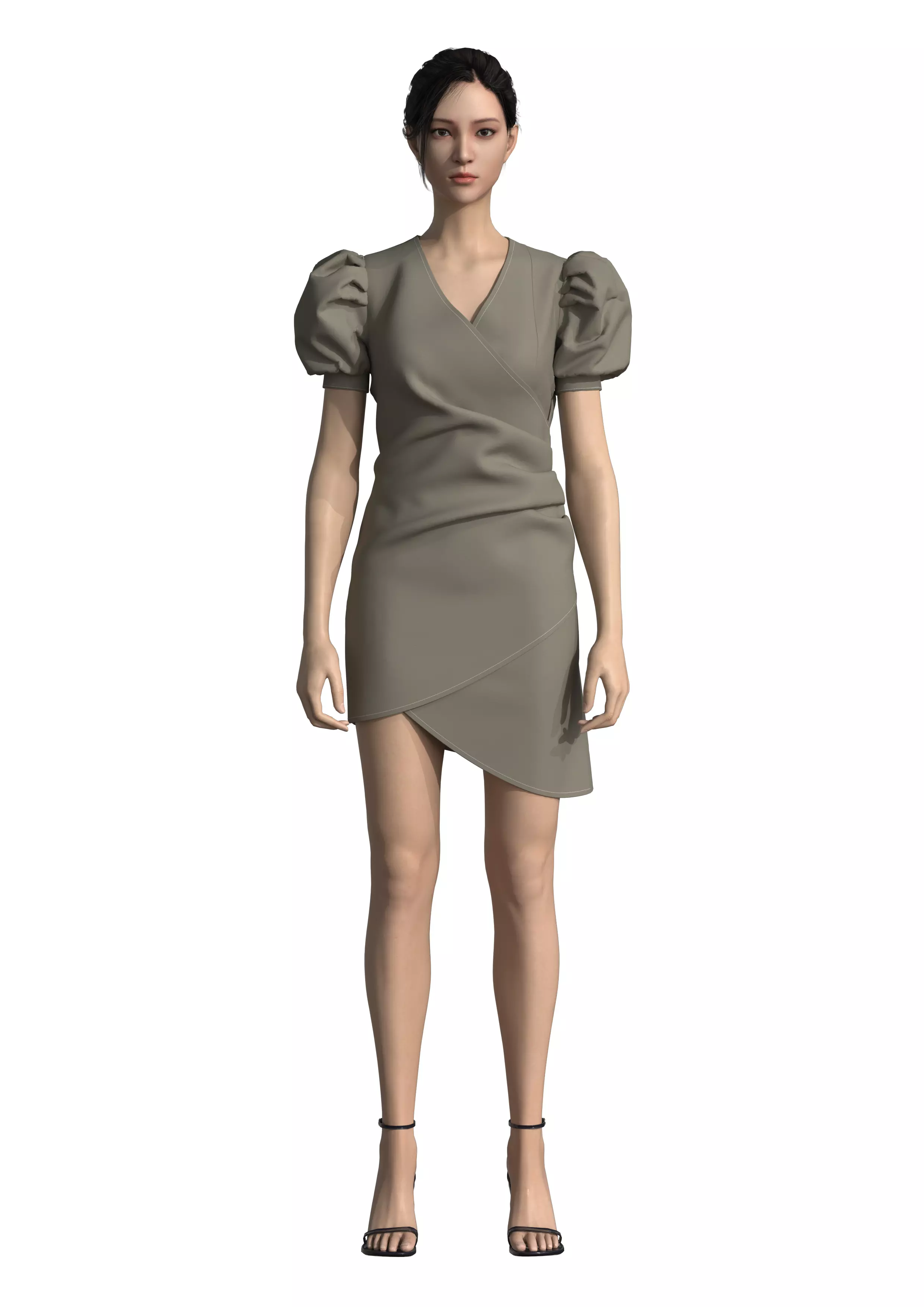 dresses person sleeveless dress 3D model_0