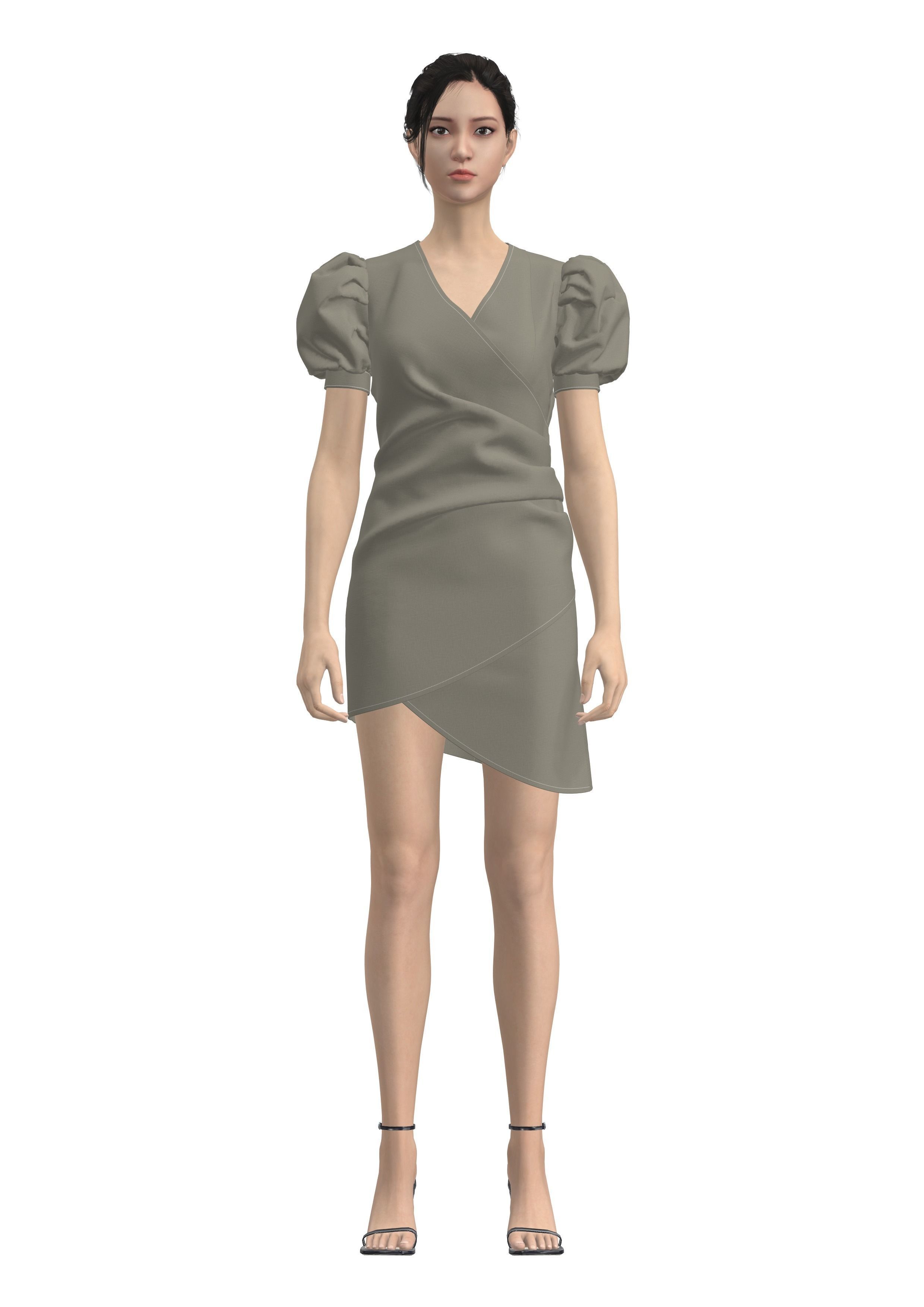 dresses person sleeveless dress 3D model_1