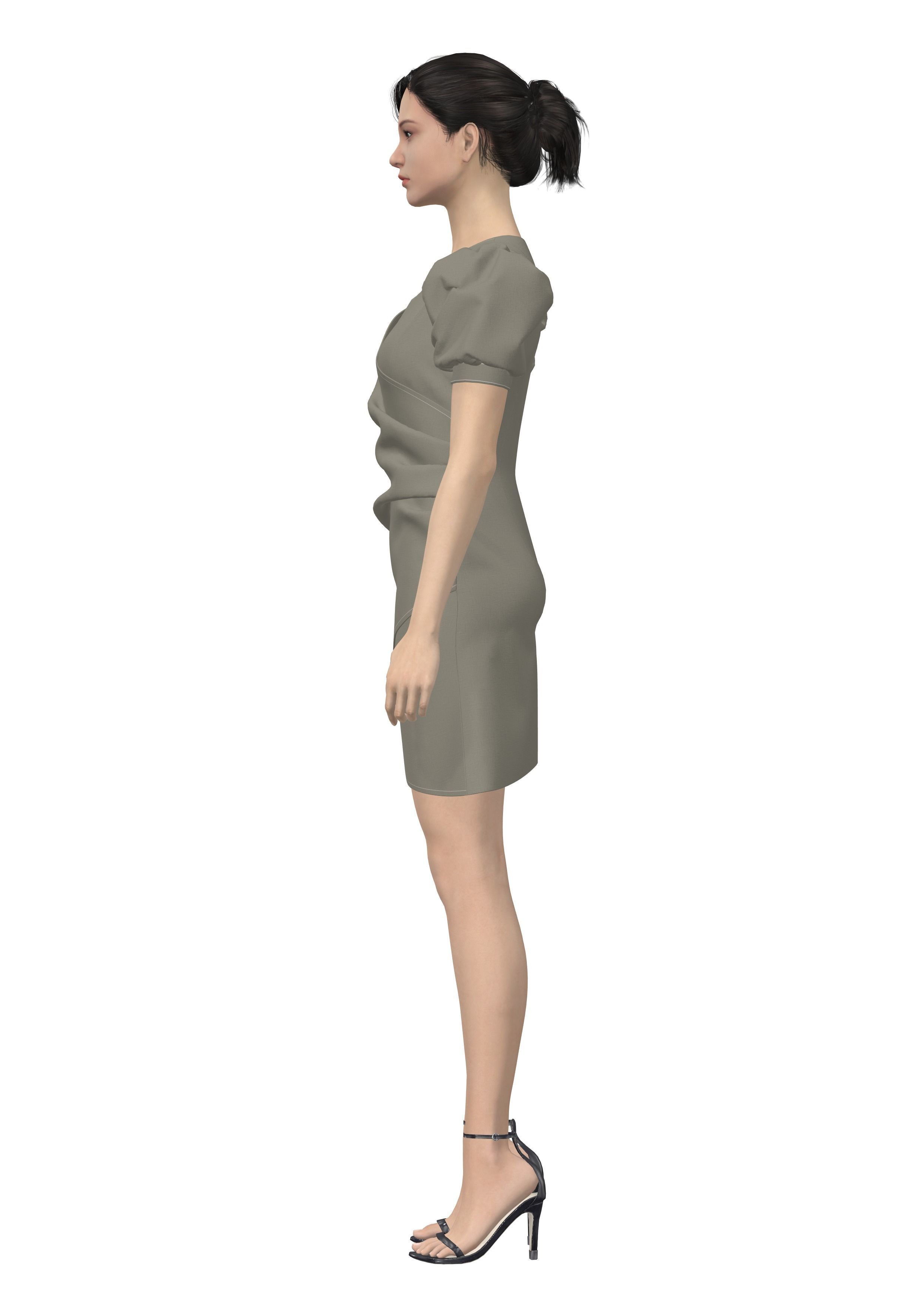 dresses person sleeveless dress 3D model_3