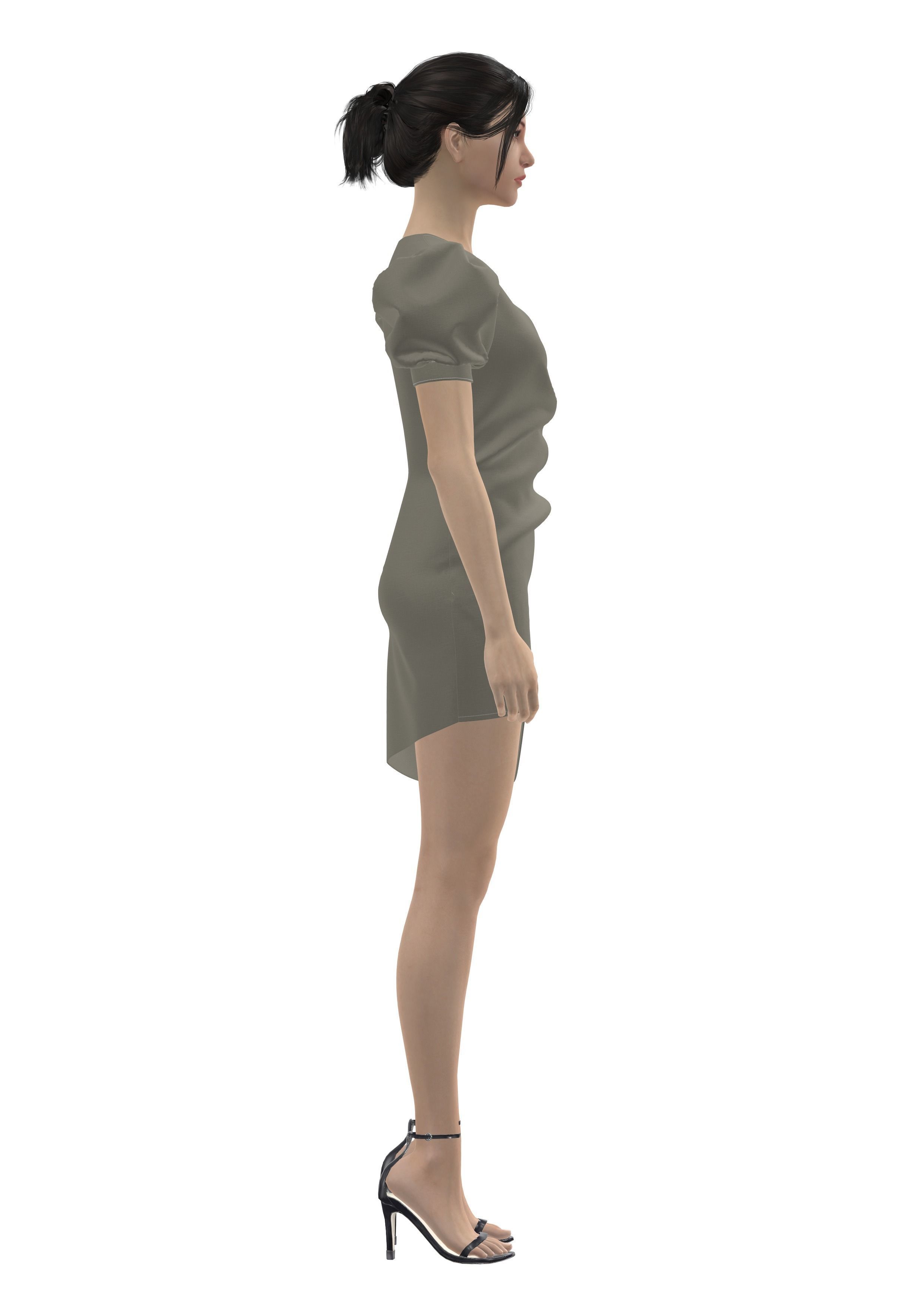 dresses person sleeveless dress 3D model_4
