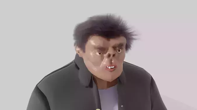 Quasimodo man in coat and boots Low-poly 3D model