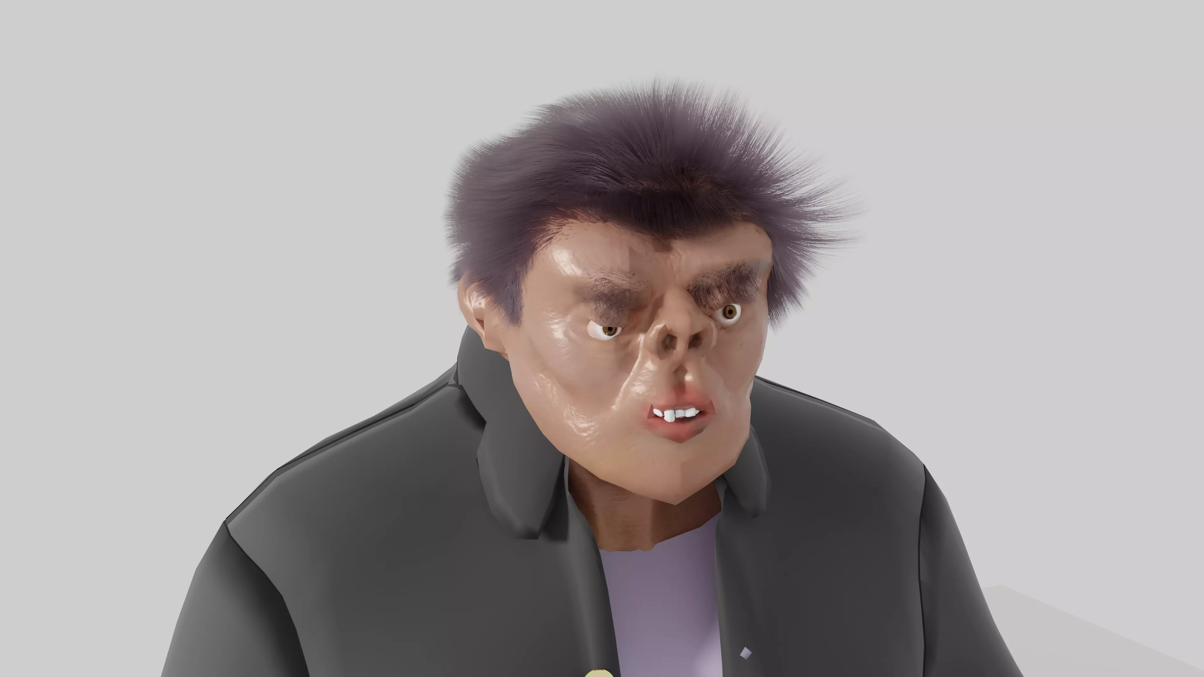 Quasimodo man in coat and boots Low-poly 3D model