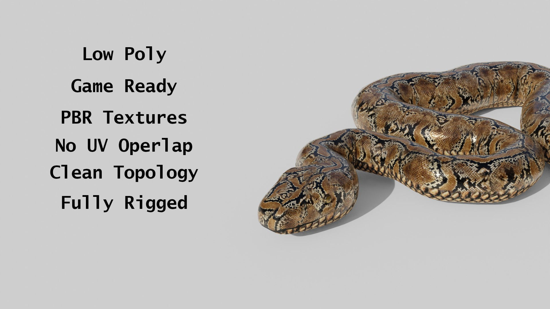 Python Snake - Low Poly -  Game Ready - PBR Low-poly 3D model_1