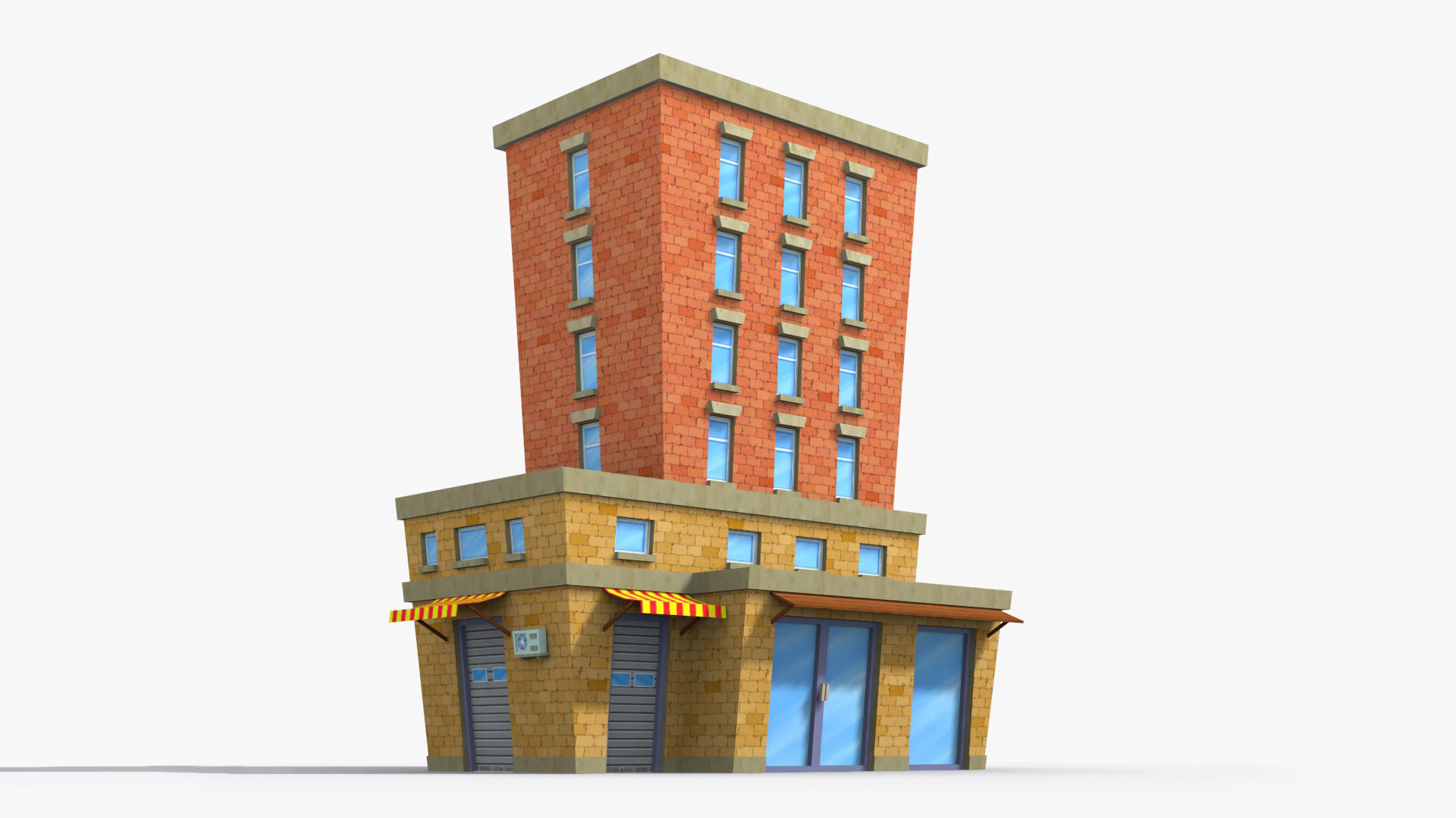 Cartoon Building x11 Low-poly 3D model_2