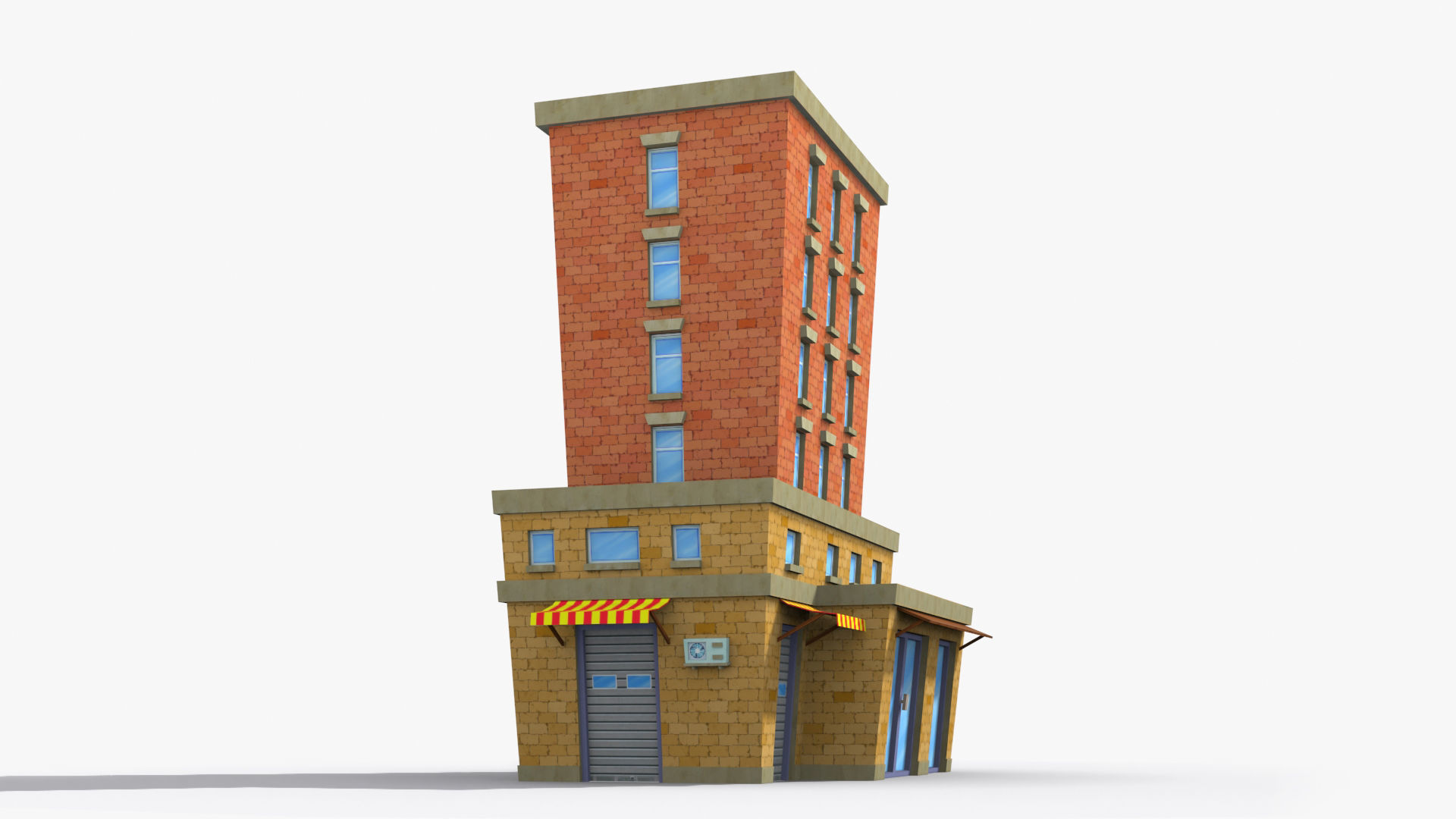 Cartoon Building x11 Low-poly 3D model_3