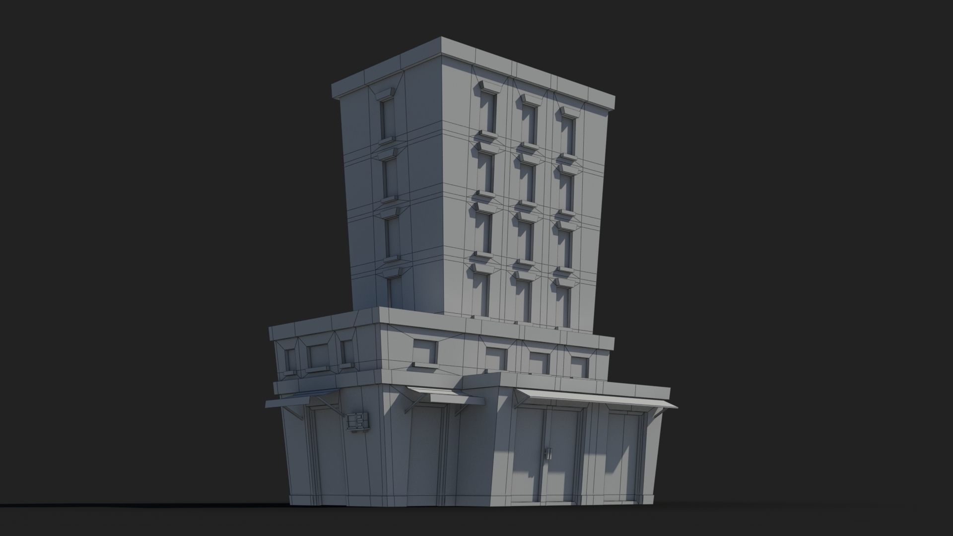 Cartoon Building x11 Low-poly 3D model_7