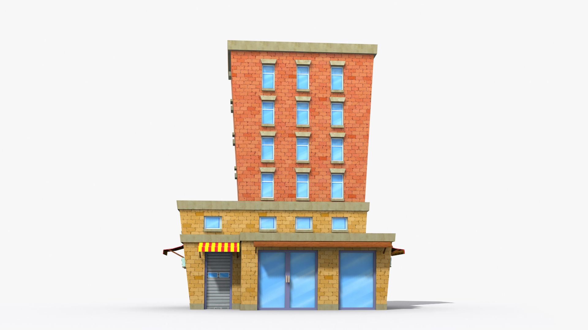 Cartoon Building x11 Low-poly 3D model_1