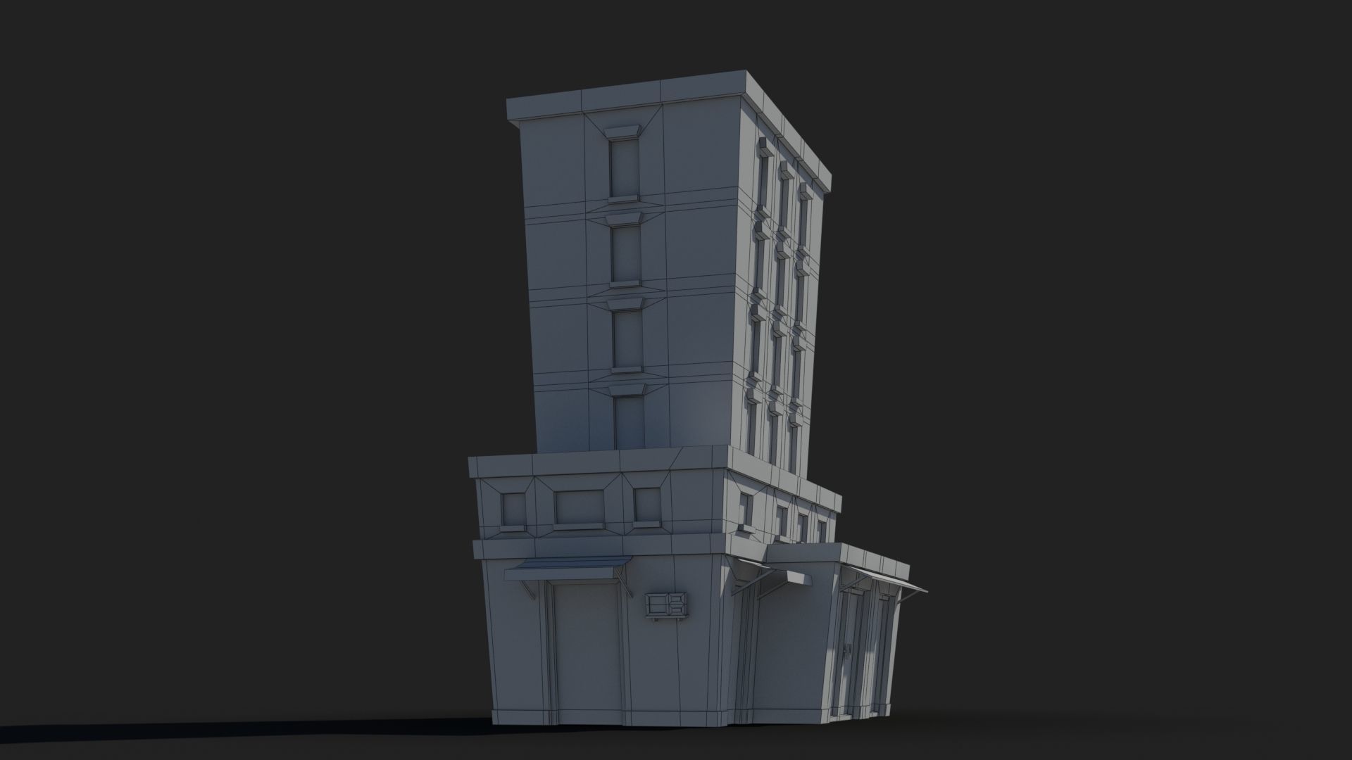 Cartoon Building x11 Low-poly 3D model_8