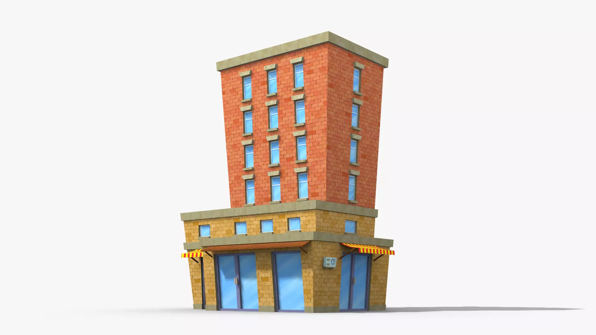 Cartoon Building x11 Low-poly 3D model_0