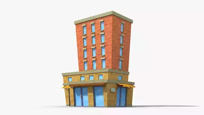 Cartoon Building x11 Low-poly 3D model