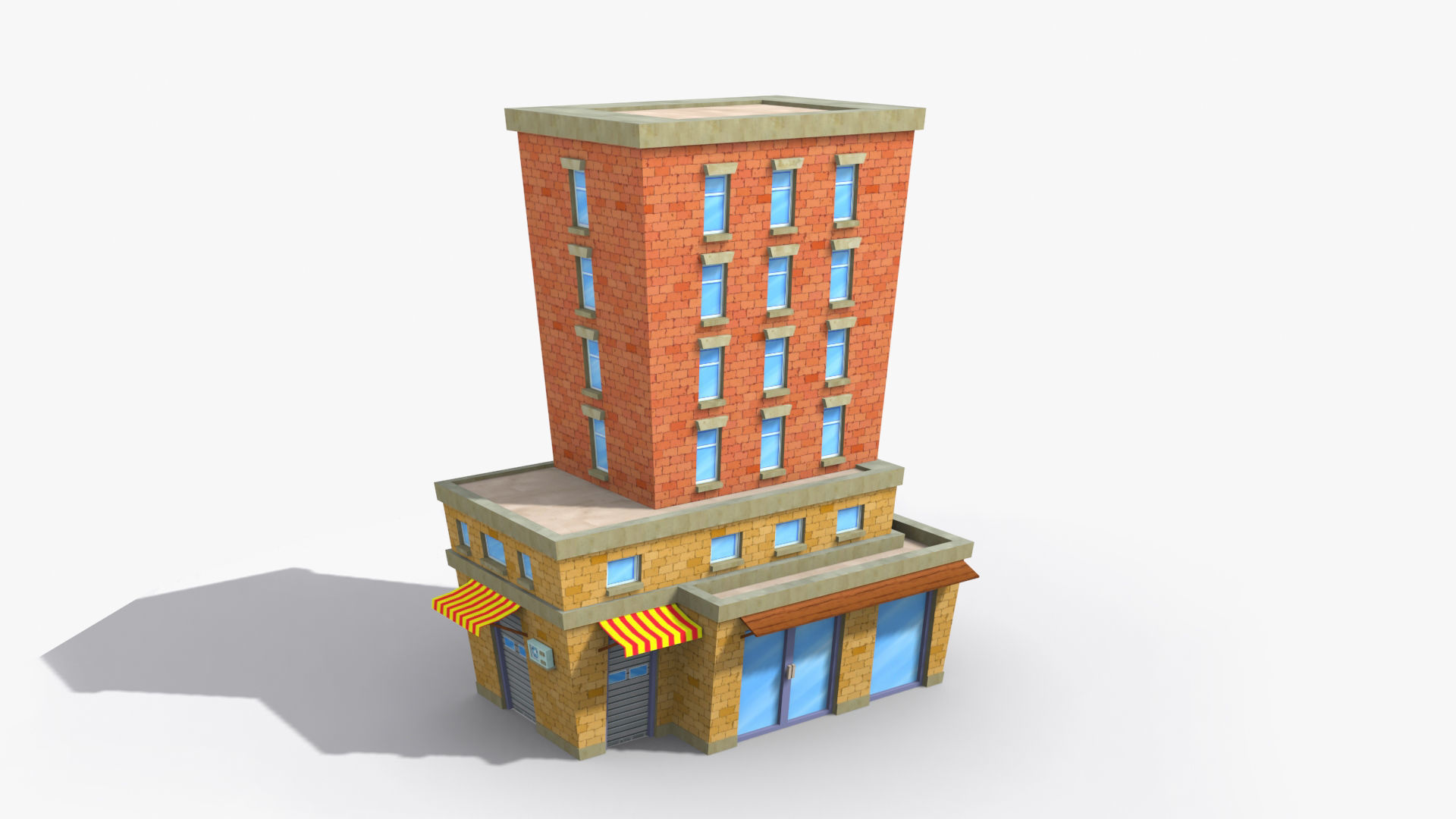 Cartoon Building x11 Low-poly 3D model_4