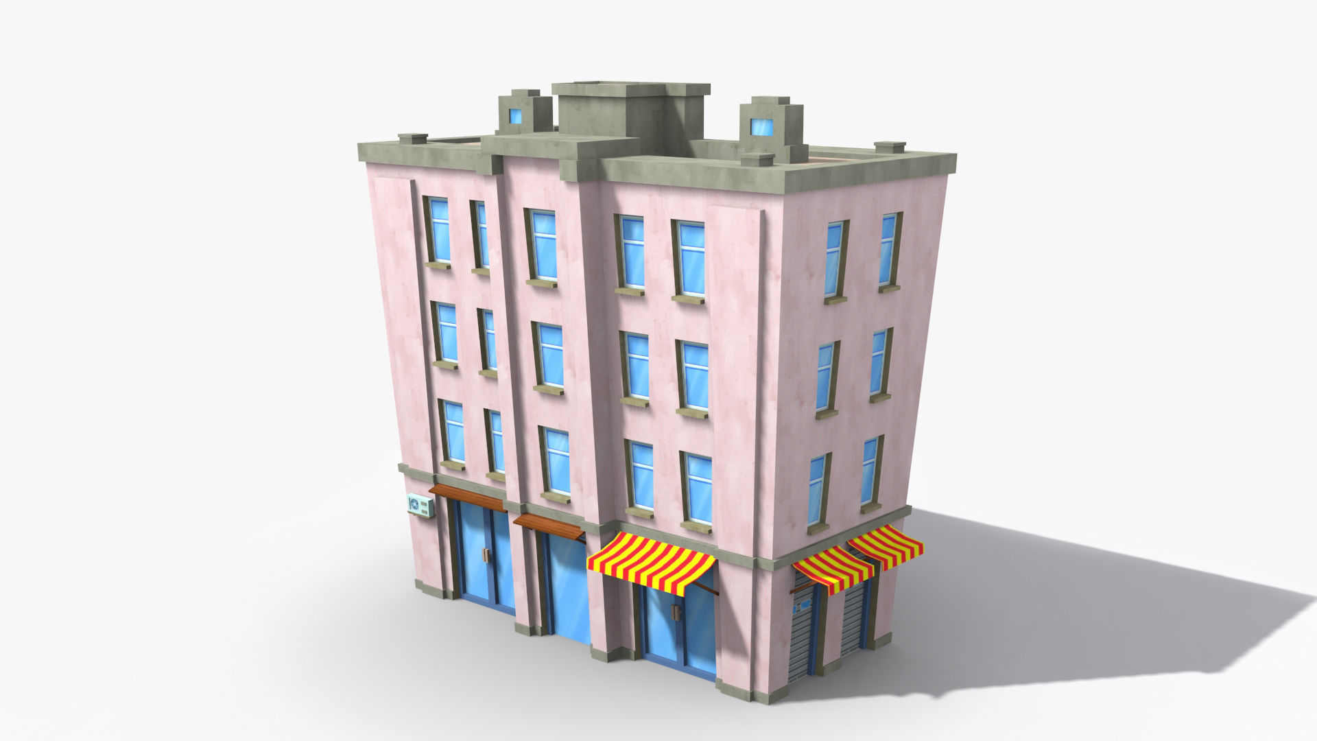 Cartoon Building x12 Low-poly 3D model_3