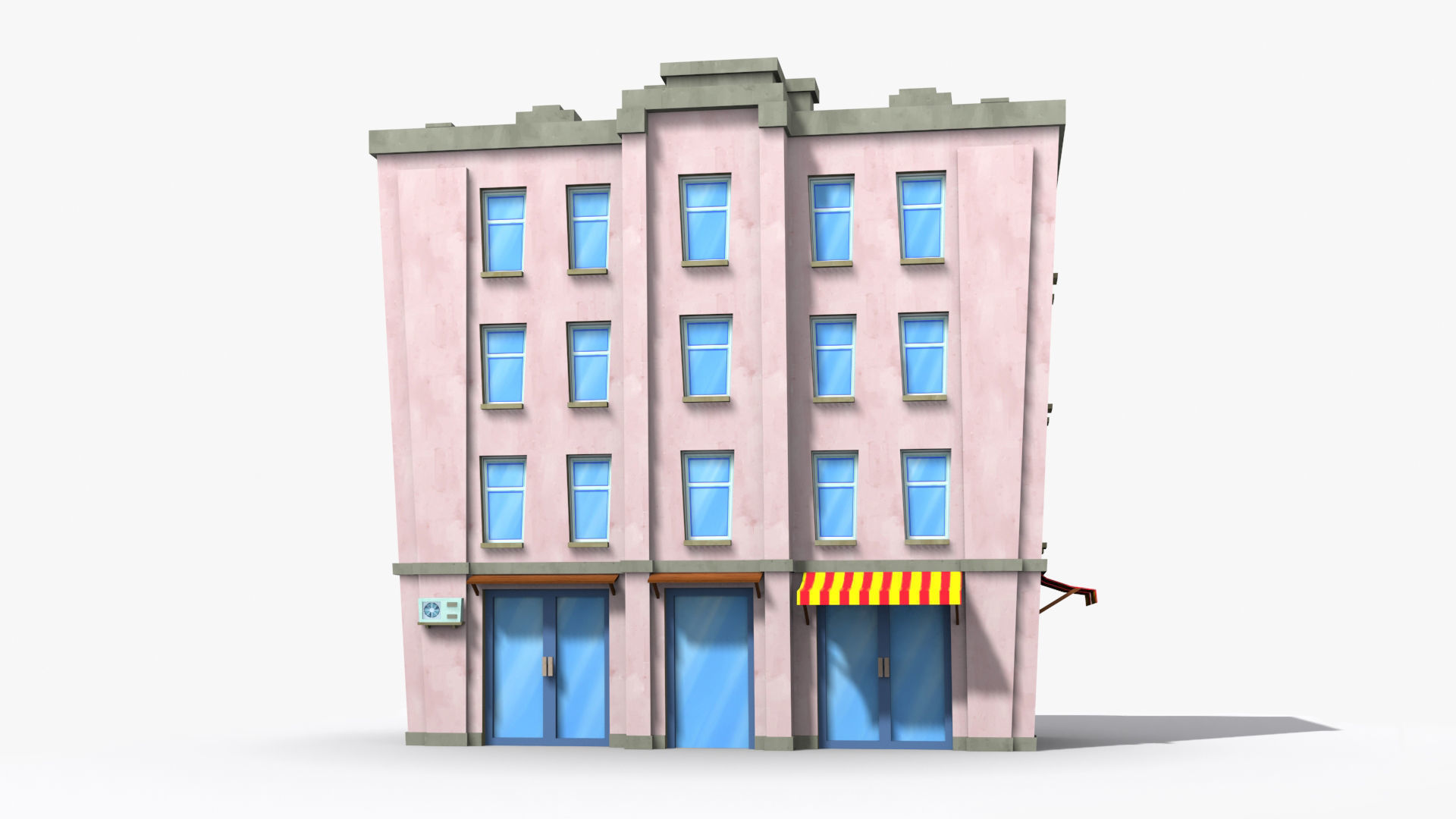Cartoon Building x12 Low-poly 3D model_1