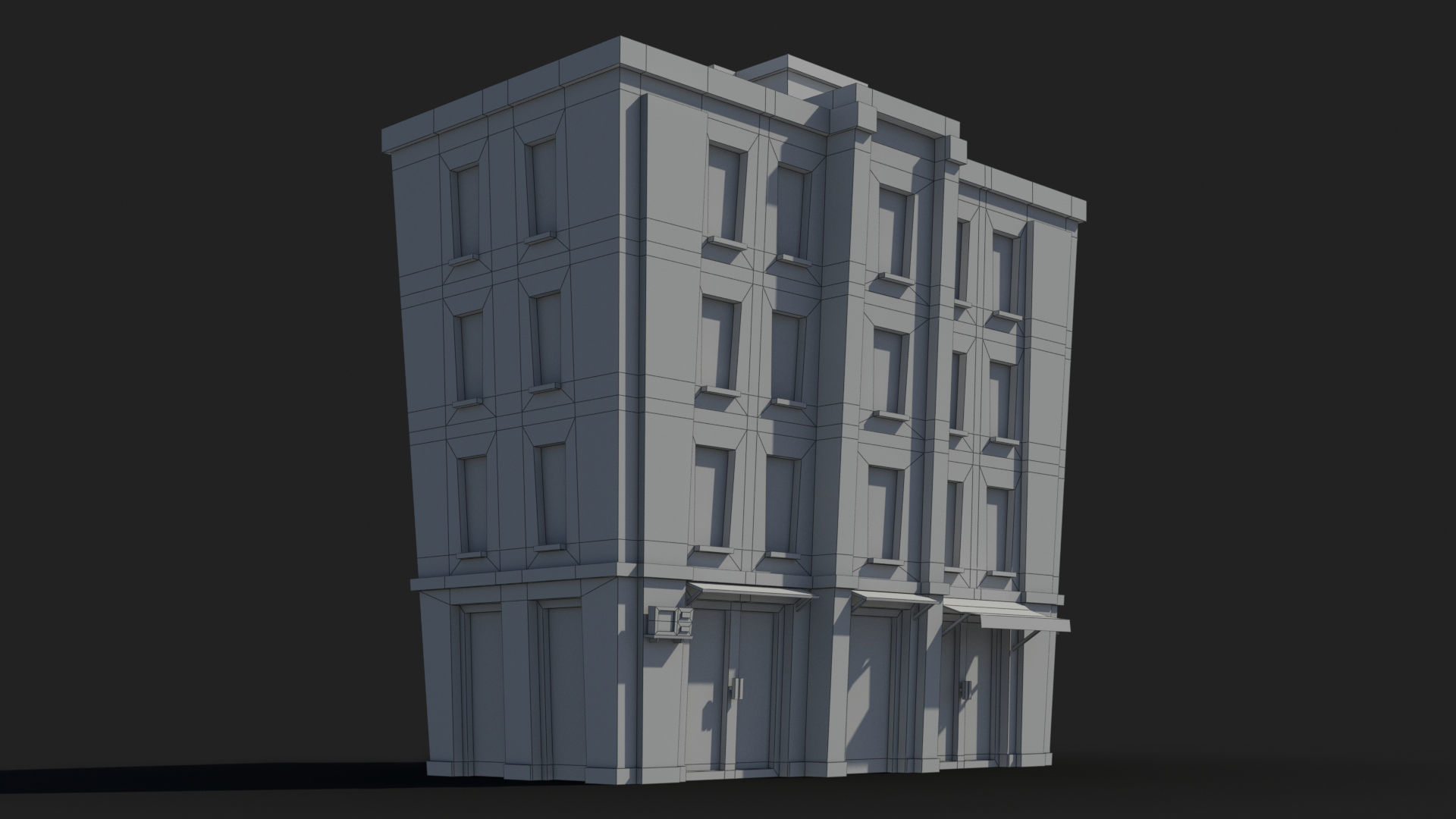Cartoon Building x12 Low-poly 3D model_7