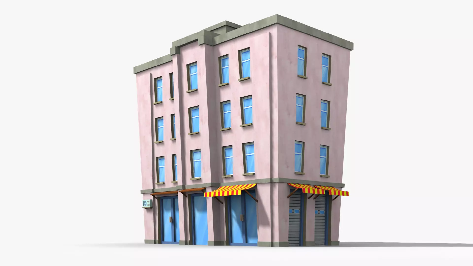 Cartoon Building x12 Low-poly 3D model_0