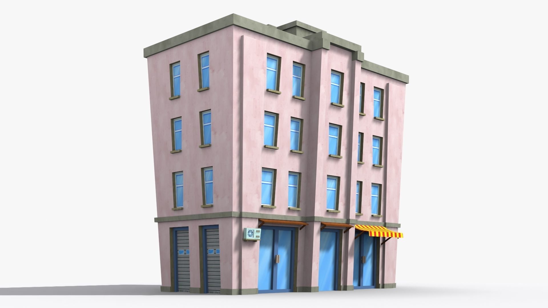 Cartoon Building x12 Low-poly 3D model_2