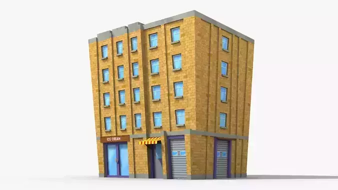 Cartoon Building x13 Low-poly 3D model