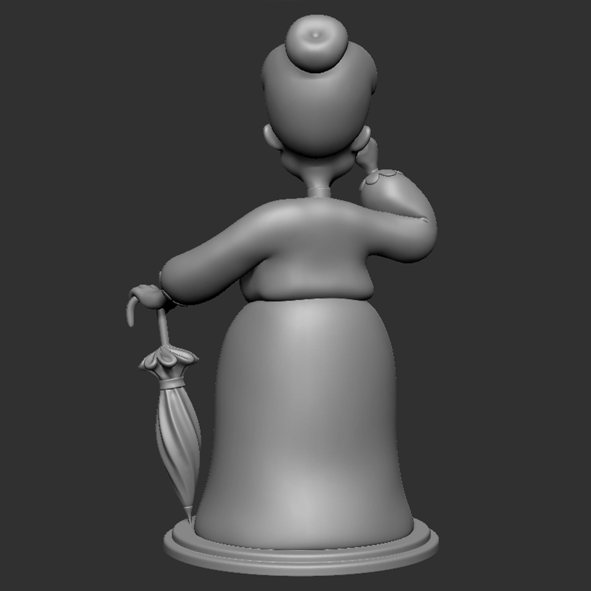 Granny statue of old lady holding umbrella 3D print model_20