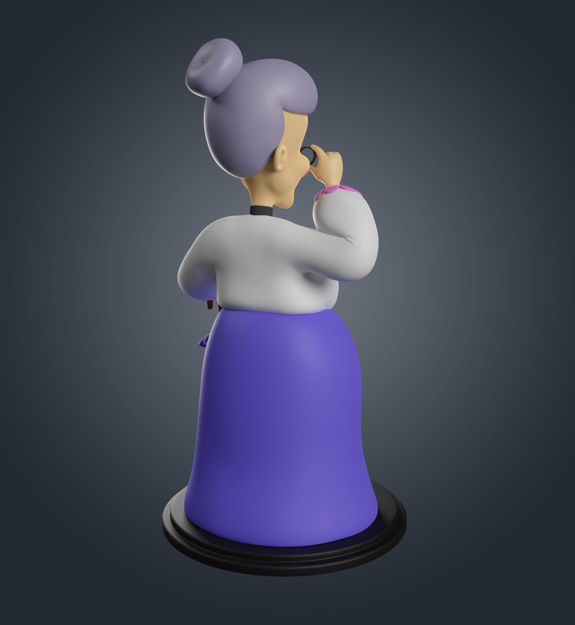 Granny statue of old lady holding umbrella 3D print model_3