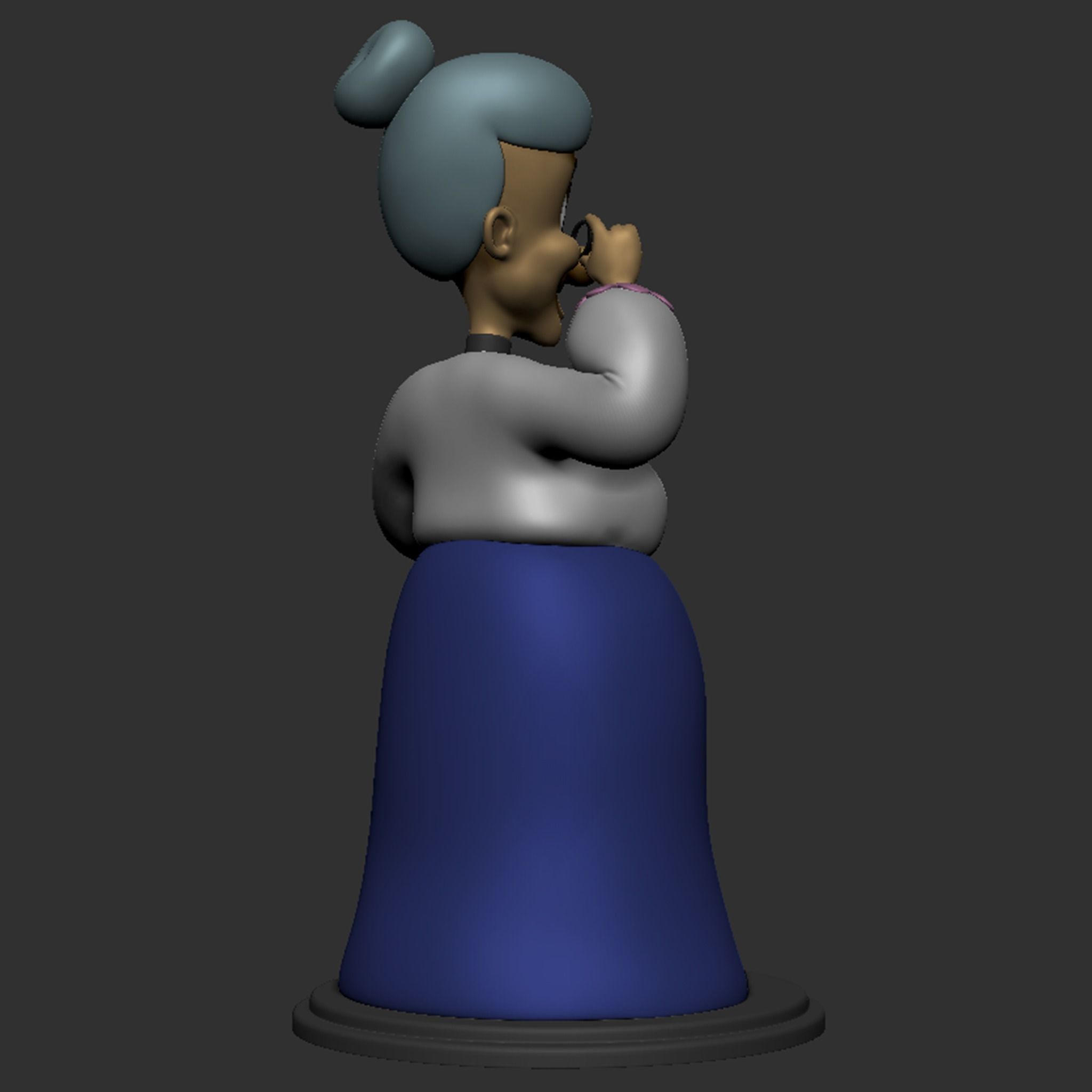 Granny statue of old lady holding umbrella 3D print model_12