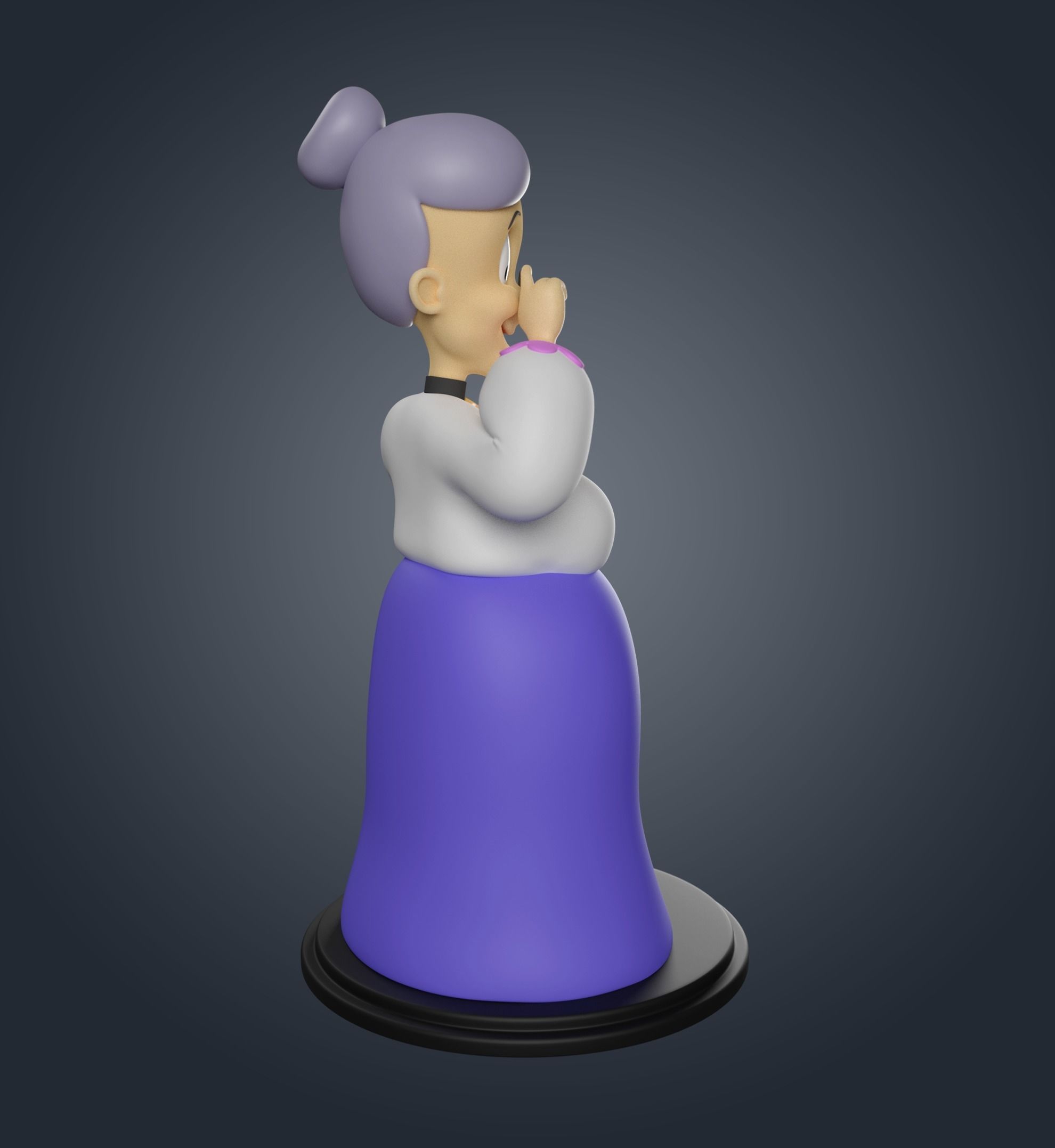 Granny statue of old lady holding umbrella 3D print model_2