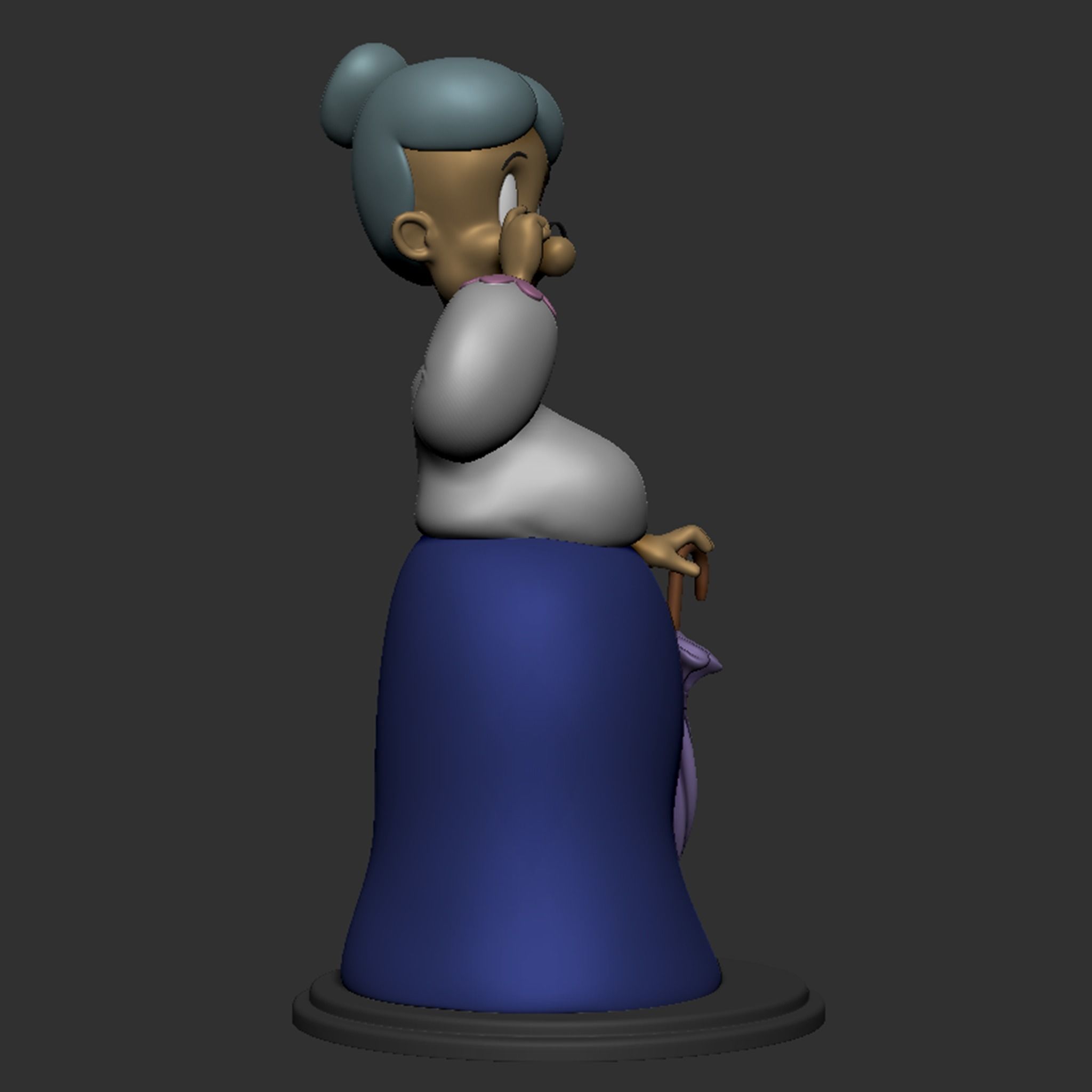 Granny statue of old lady holding umbrella 3D print model_11