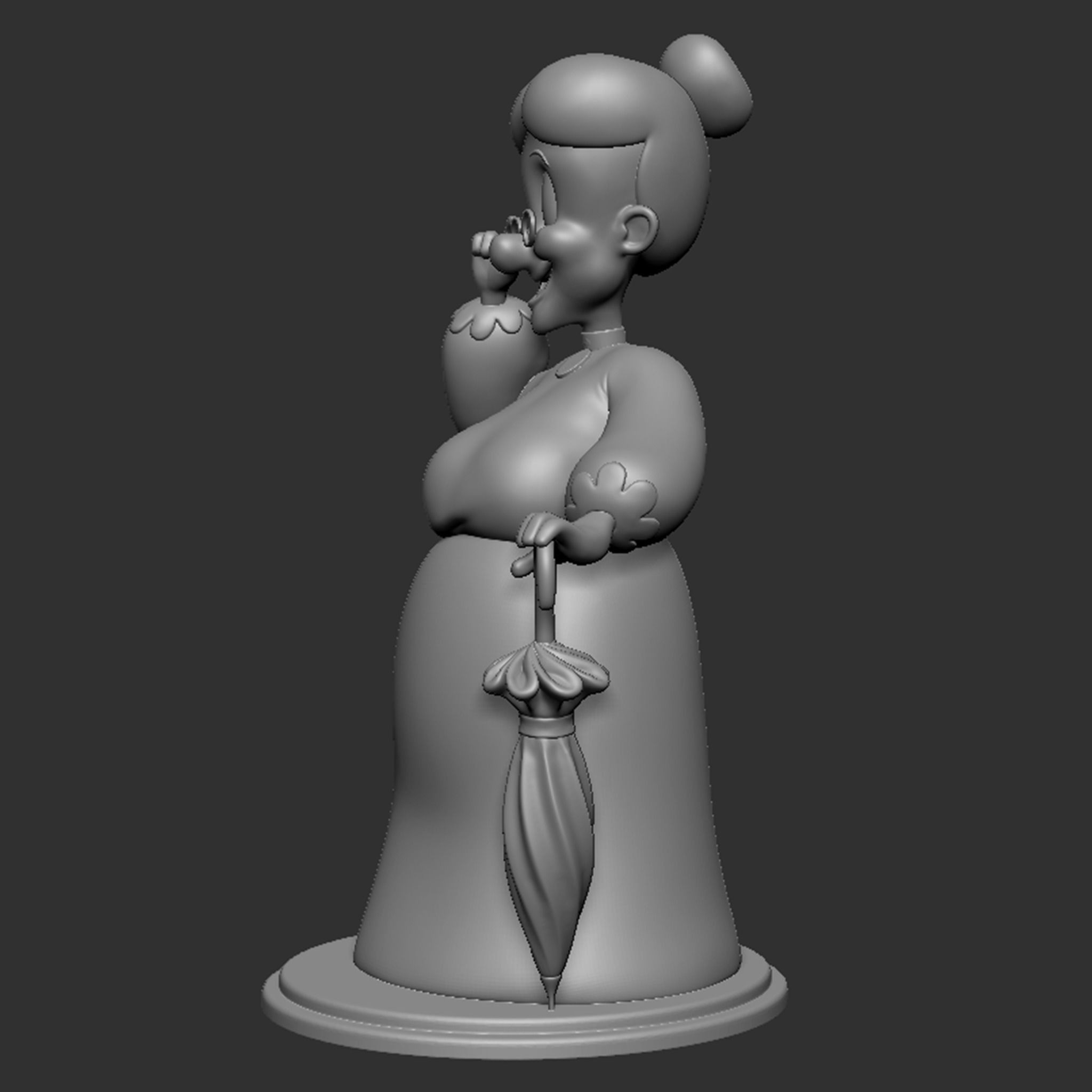 Granny statue of old lady holding umbrella 3D print model_22