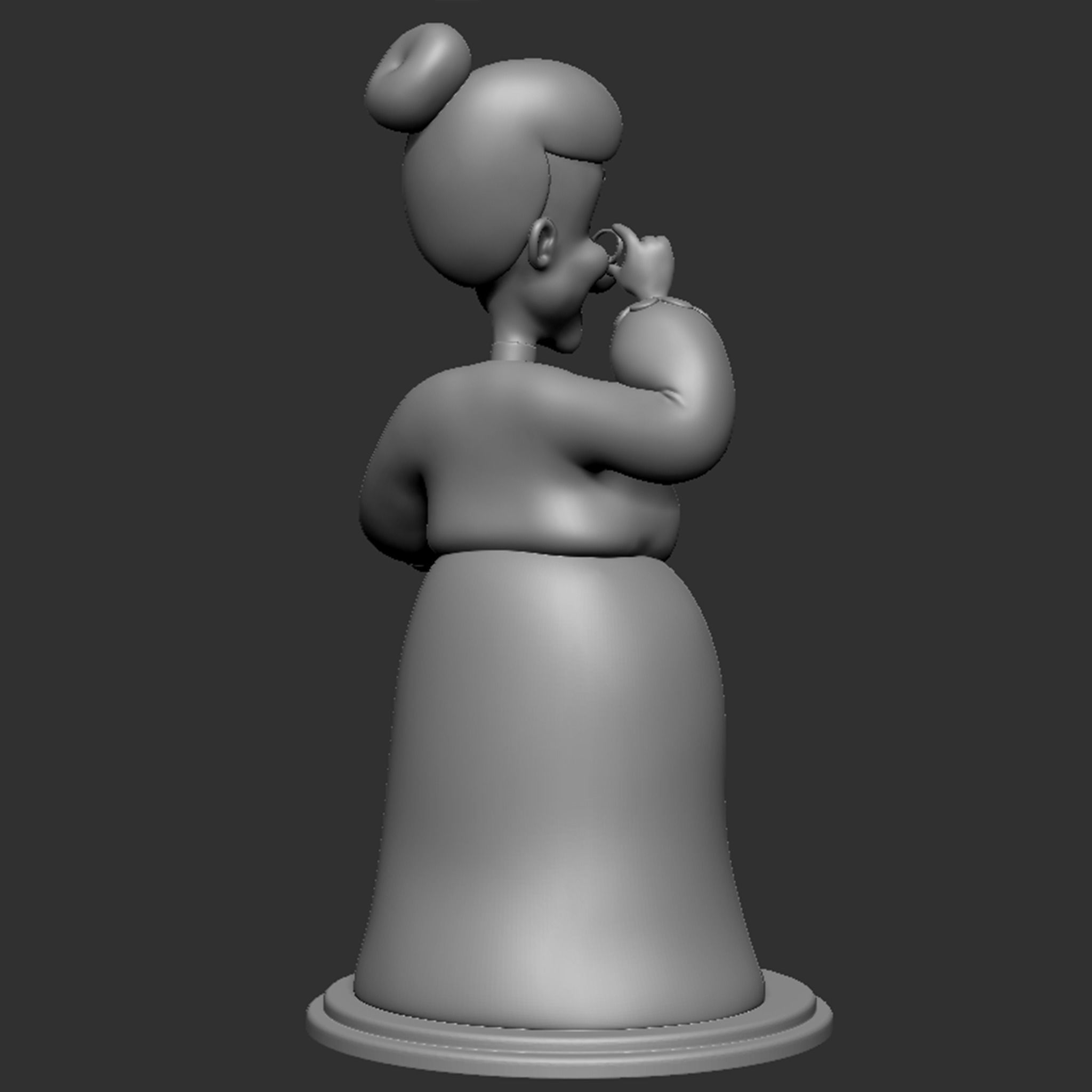 Granny statue of old lady holding umbrella 3D print model_19