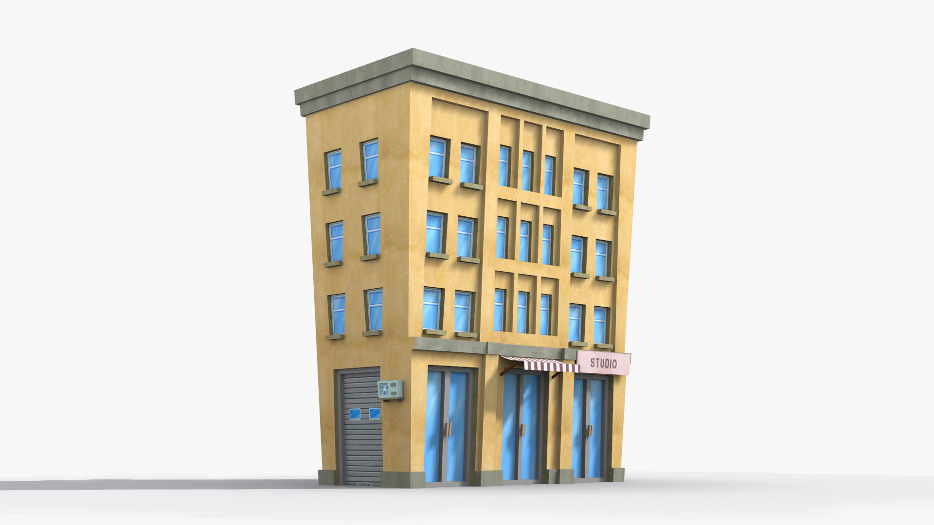 Cartoon Building x14 Low-poly 3D model_2