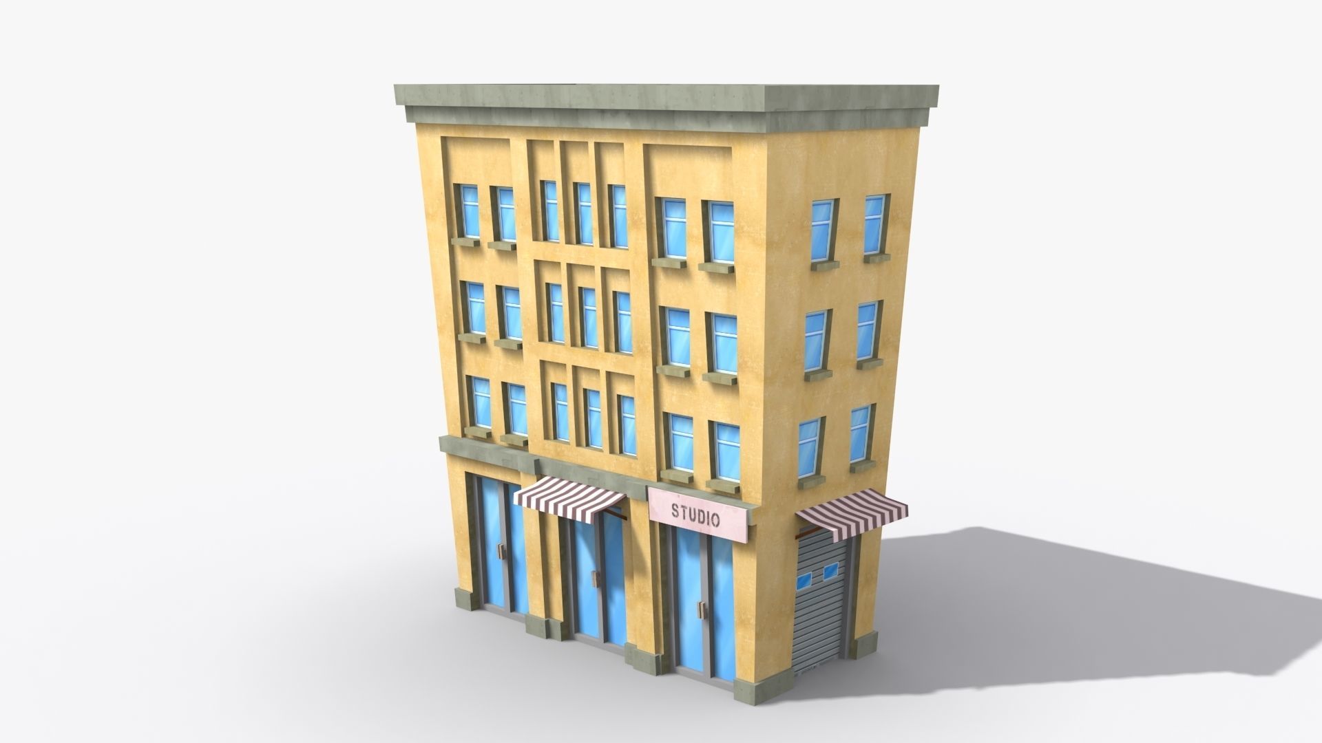 Cartoon Building x14 Low-poly 3D model_4