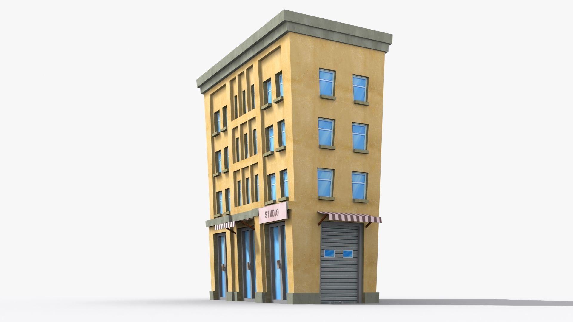 Cartoon Building x14 Low-poly 3D model_3