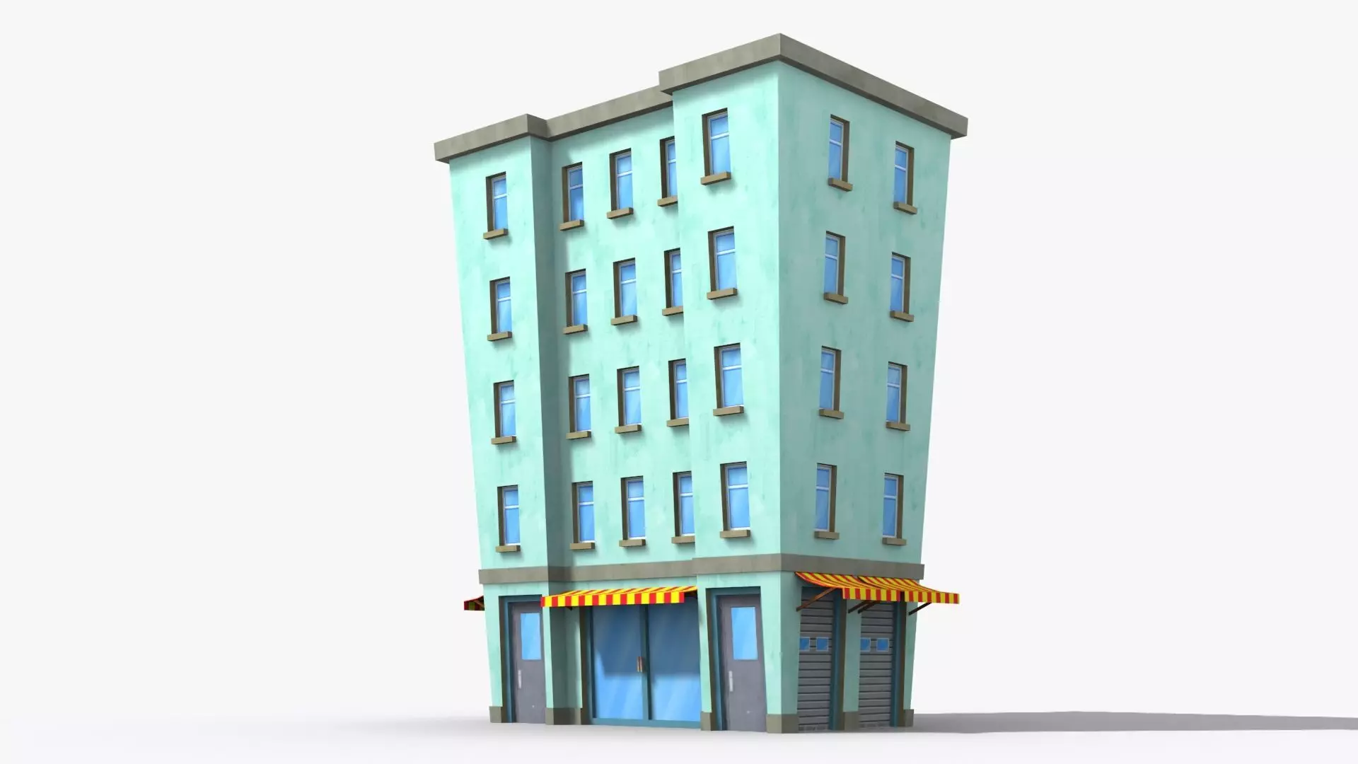 Cartoon Building x16 Low-poly 3D model_0