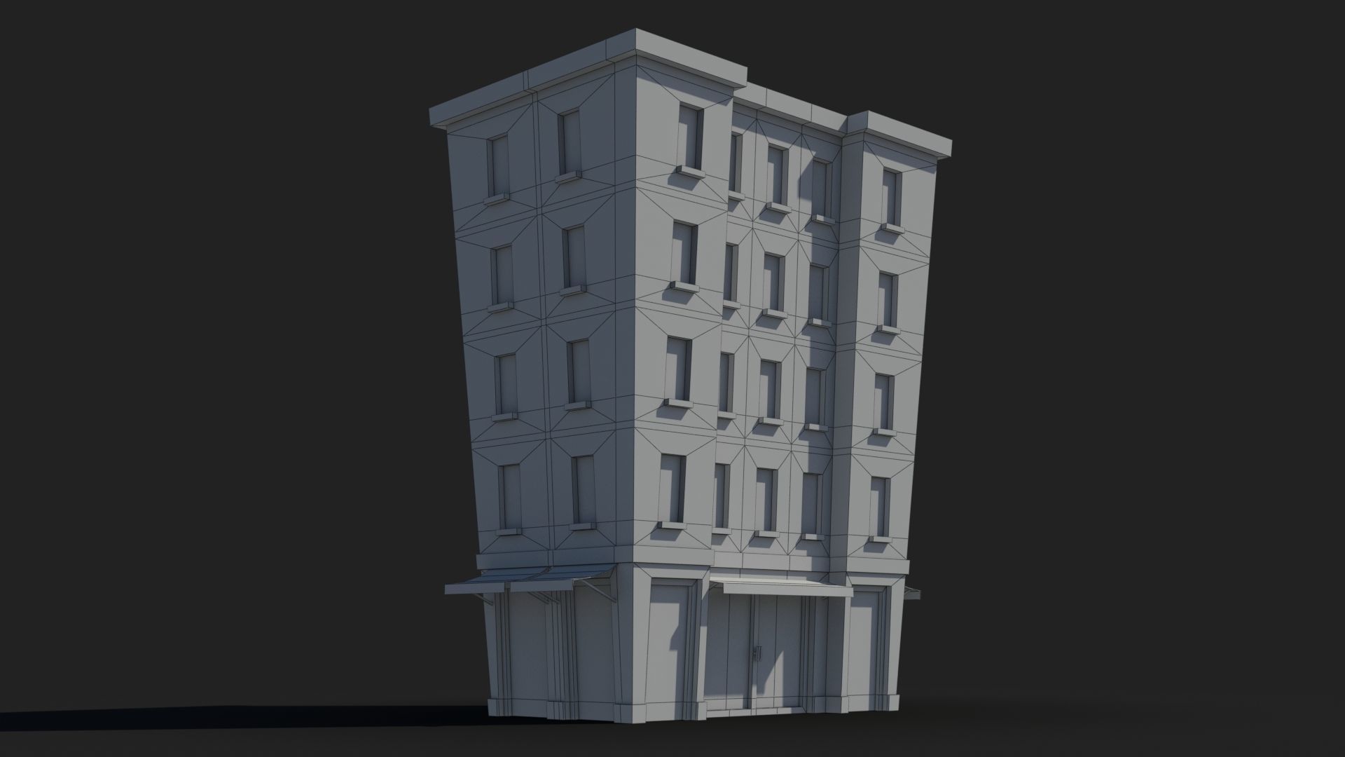 Cartoon Building x16 Low-poly 3D model_7