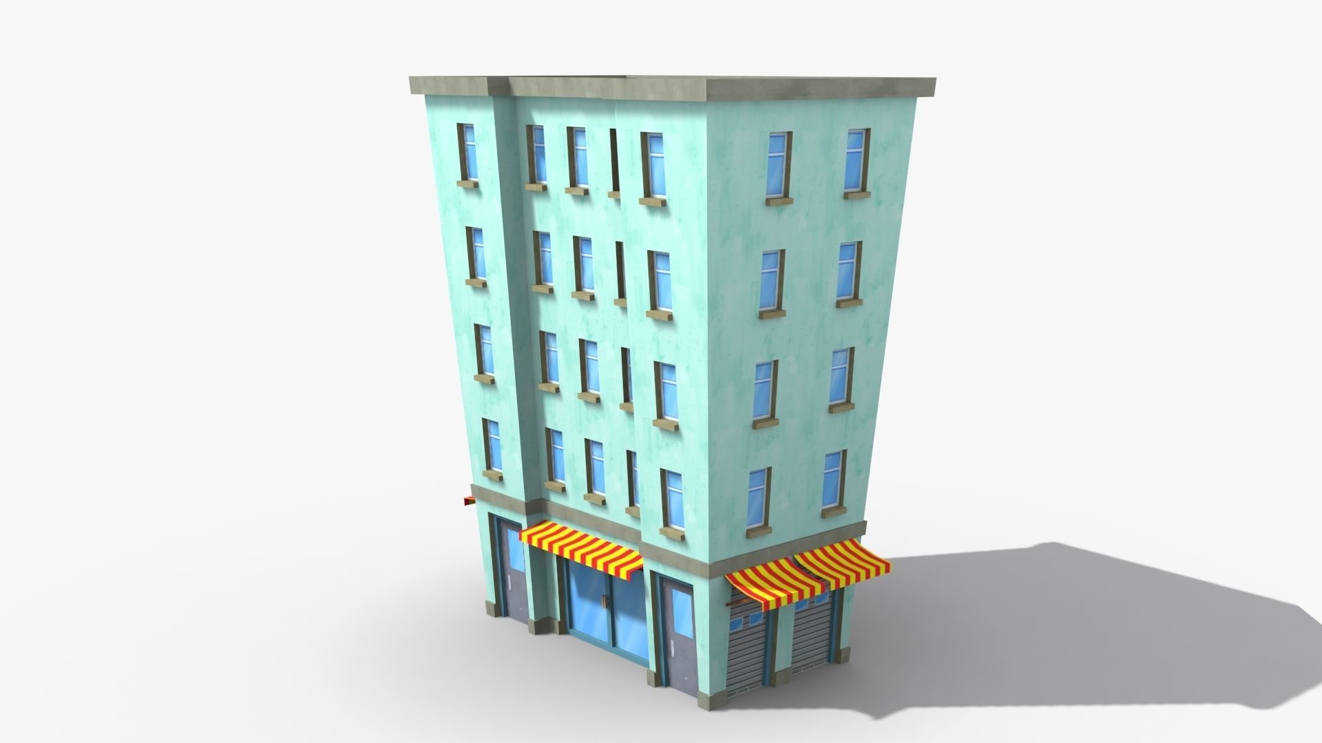 Cartoon Building x16 Low-poly 3D model_4
