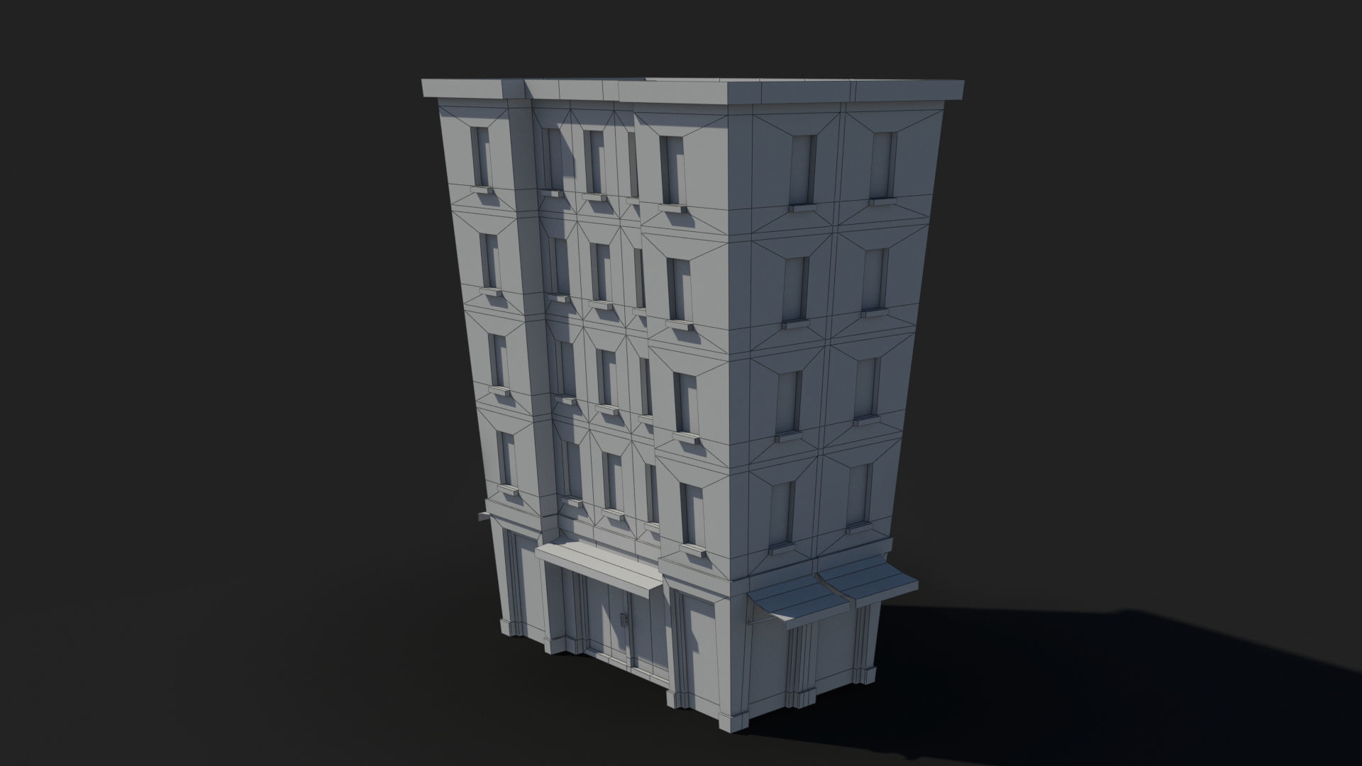 Cartoon Building x16 Low-poly 3D model_9
