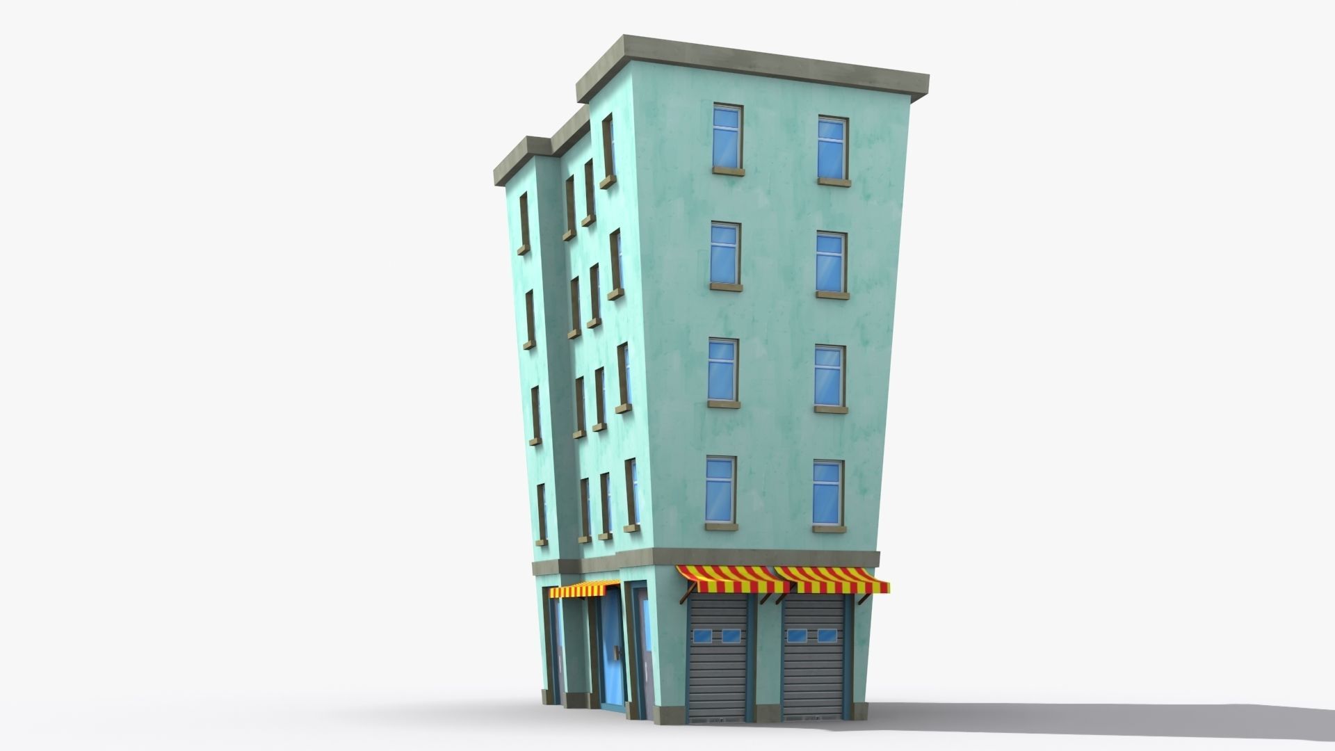 Cartoon Building x16 Low-poly 3D model_3