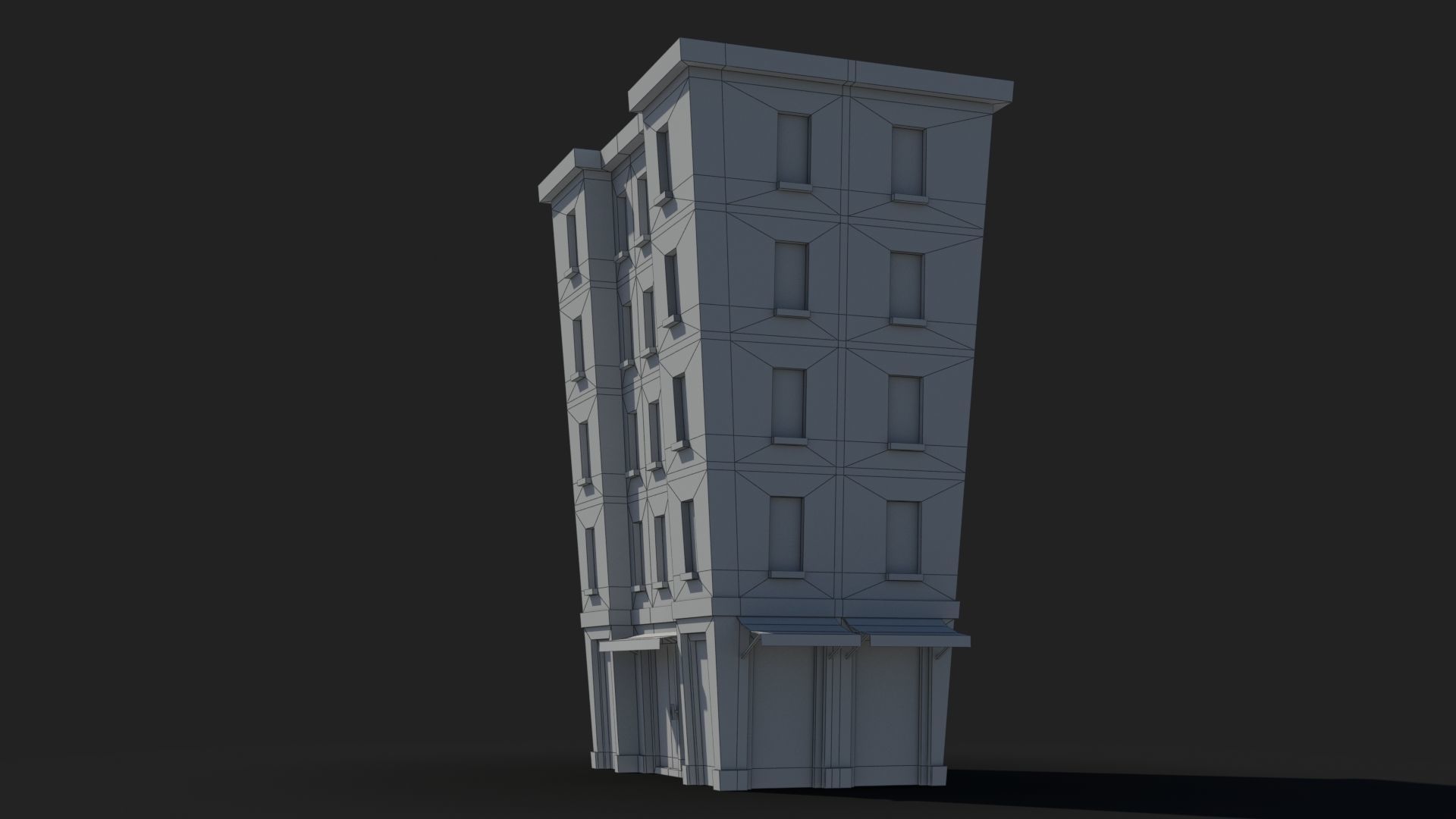 Cartoon Building x16 Low-poly 3D model_8