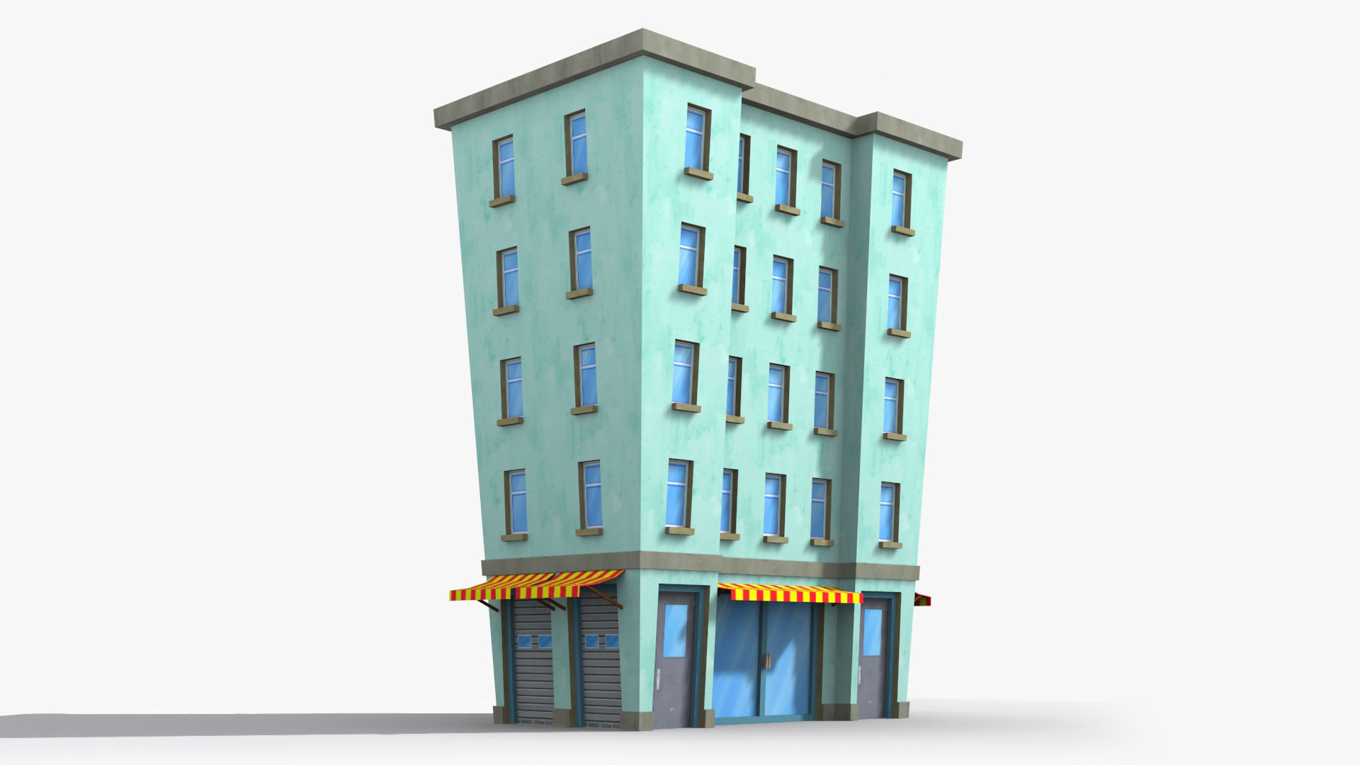 Cartoon Building x16 Low-poly 3D model_2