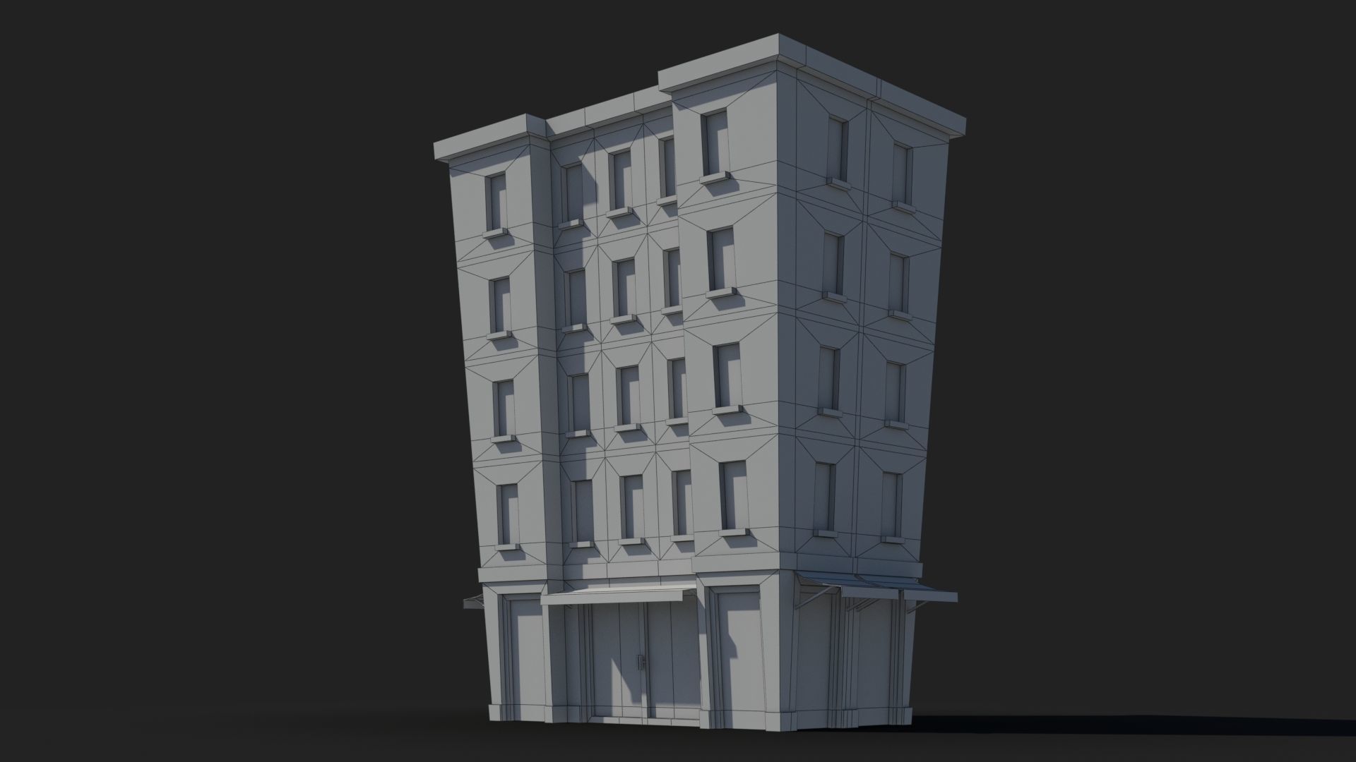 Cartoon Building x16 Low-poly 3D model_5