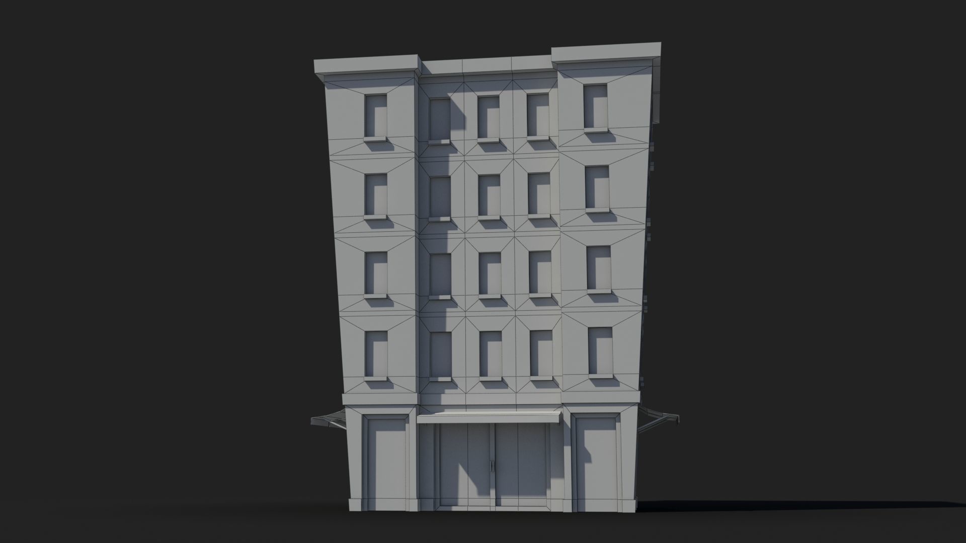 Cartoon Building x16 Low-poly 3D model_6