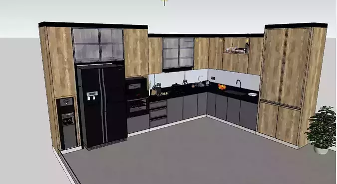 Smeg brown and  dark gray Kitchen Low-poly 3D model